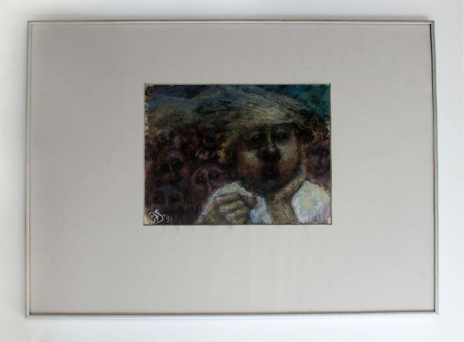 Barbara Dyoniziak Stussreflection   Xxi Century, Figurative Pastel Portrait, Symbolic, Dark Colours1991 photo Art