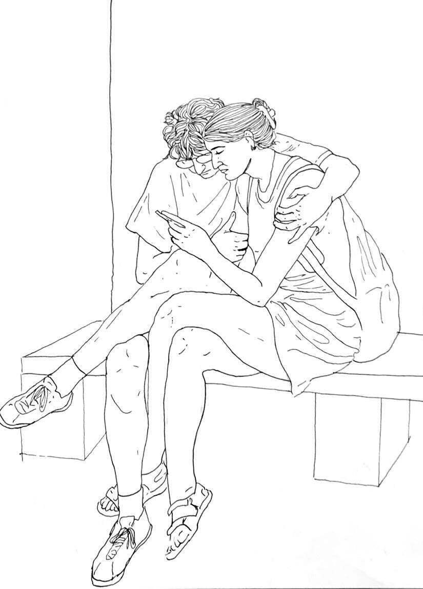 Anna Wardegaa Couple   Contemporary Drawing, Young Art, Minimalism, Social Commentary2023