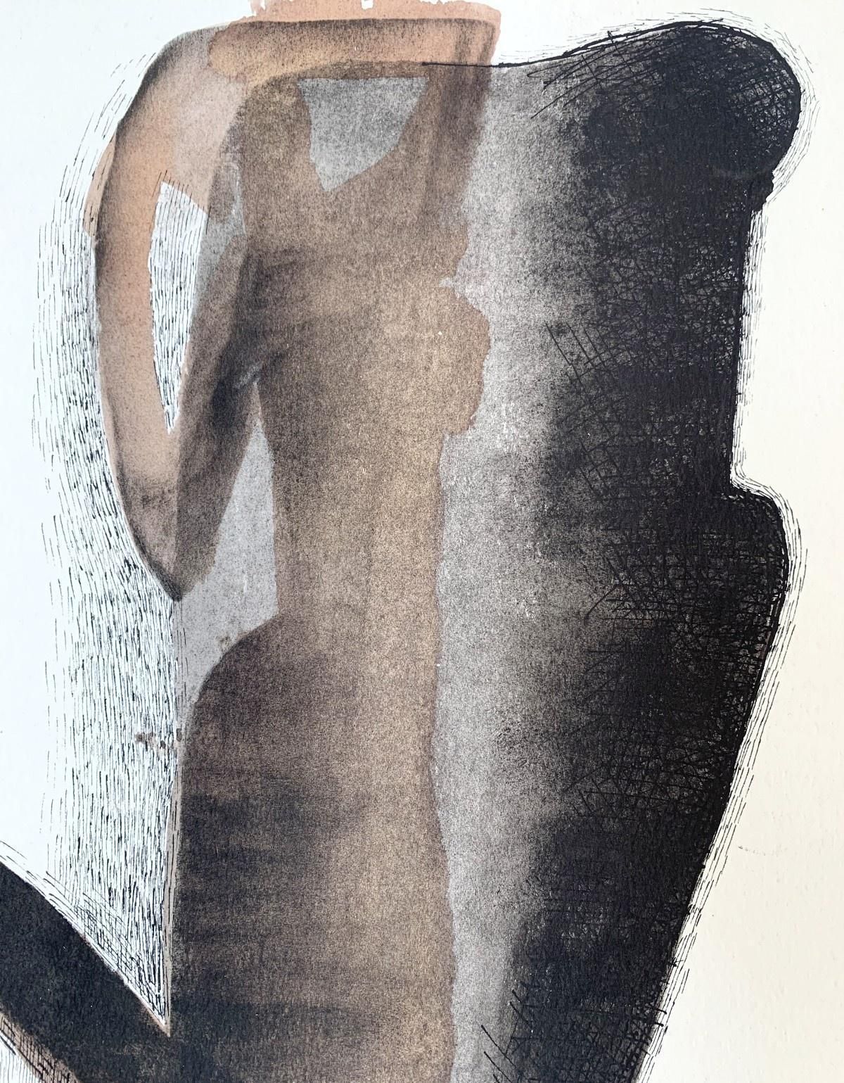 Jolanta Johnssontwo Transparent Figures   Figurative Drawing, Black & White, Polish Artist1997 photo for sale