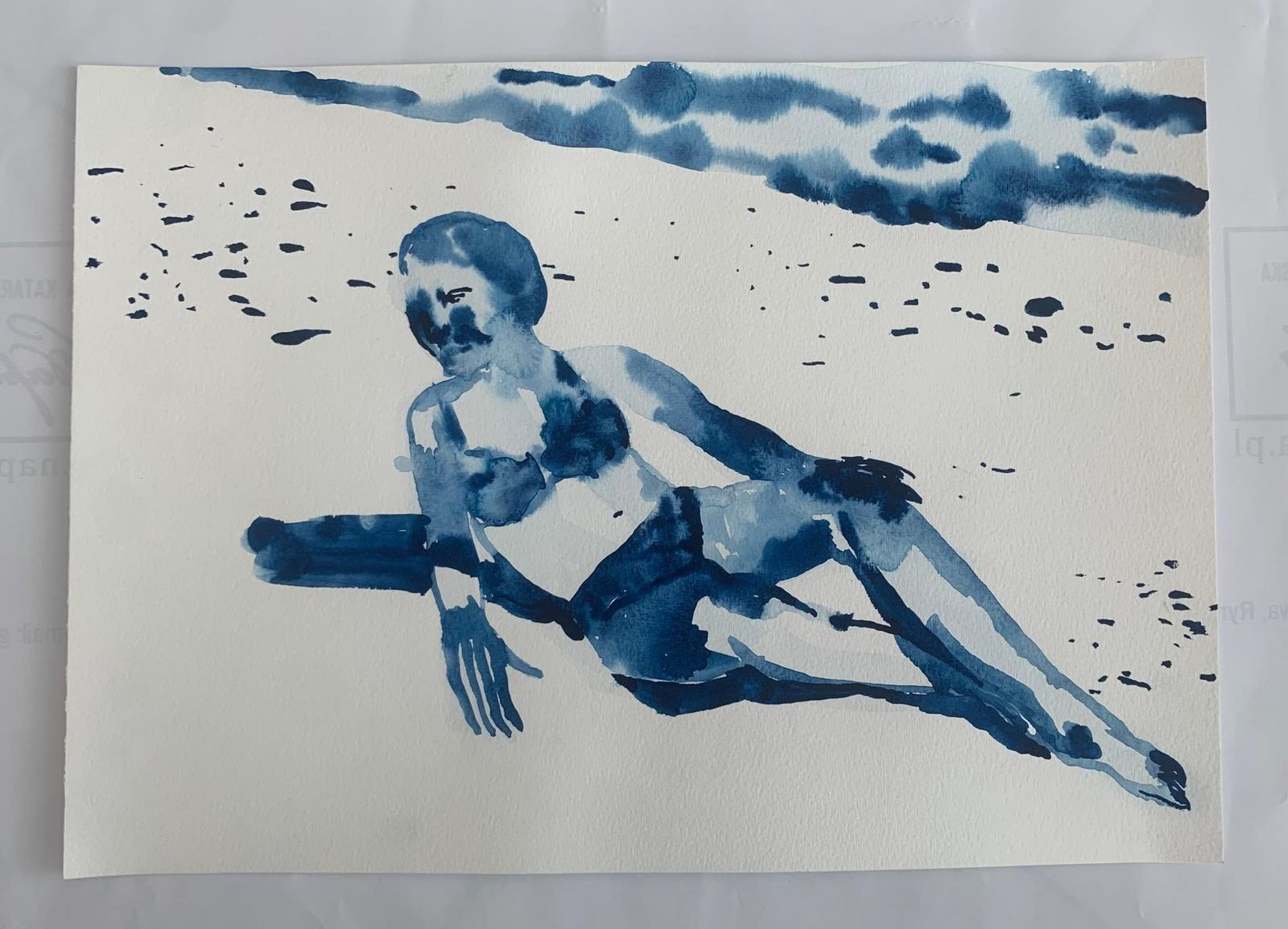Hanna Ilczyszynhot. Monochromatic Figurative Watercolor Drawing, Polish Art2024 photo 383.0