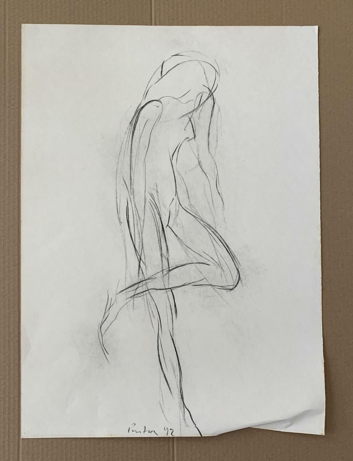 Antoni Janusz Pastwauntitled   Contemporary Pencil Drawing, Figurative, Minimalistic, Black & White1992 photo furniture