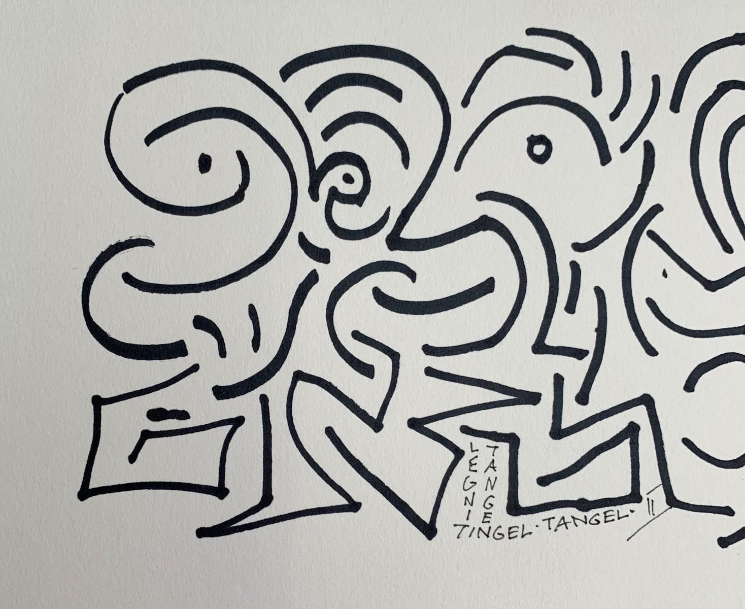 Leszek Rózgatingel Tangel II   Xxi Century, Ink Drawing, Abstraction, Black & White2001 photo for sale