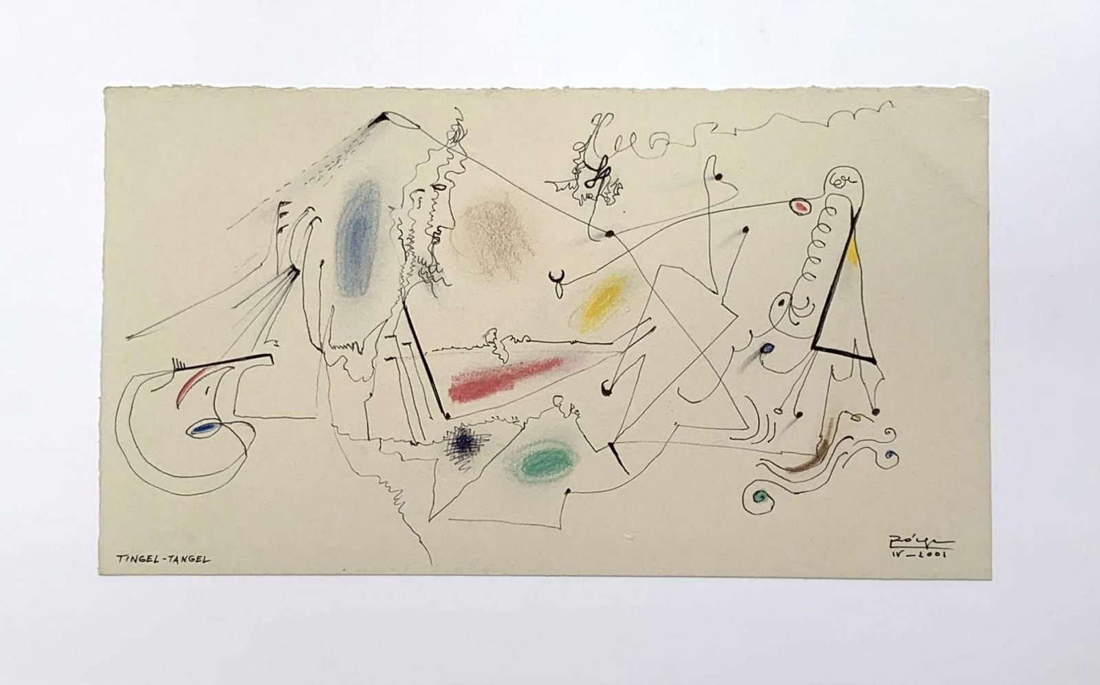 Leszek Rózgatingel Tangel   Xxi Century, Mixed Media Drawing, Abstraction, Colorful2001 photo furniture