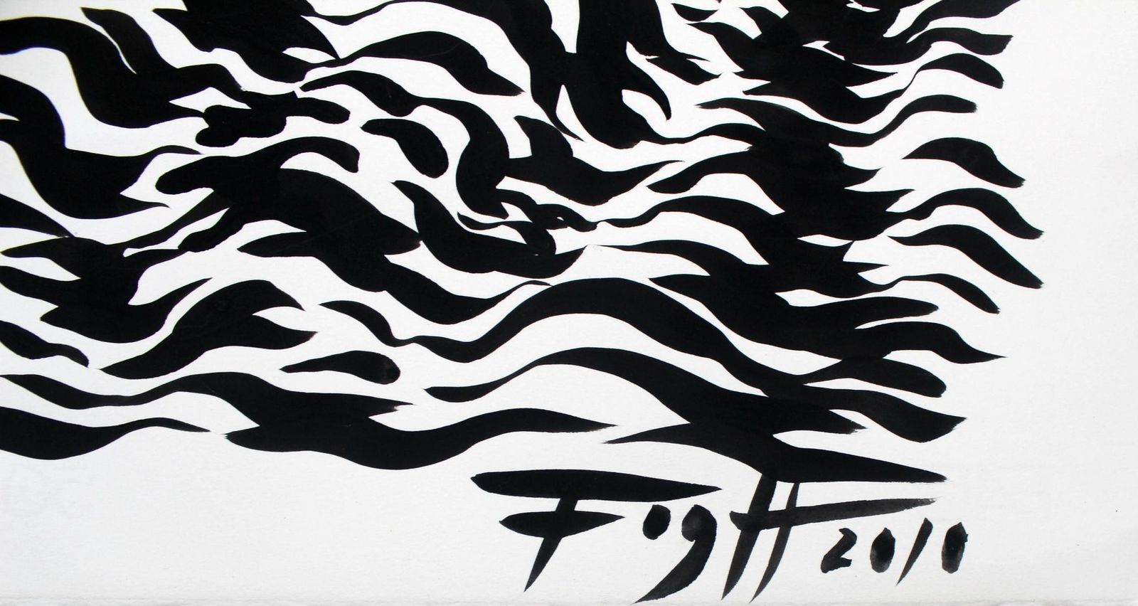 Andrzej Fogttangel   Xxi Century, Polish Master Of Art, Black And White, Abstract Drawing2010 photo for sale