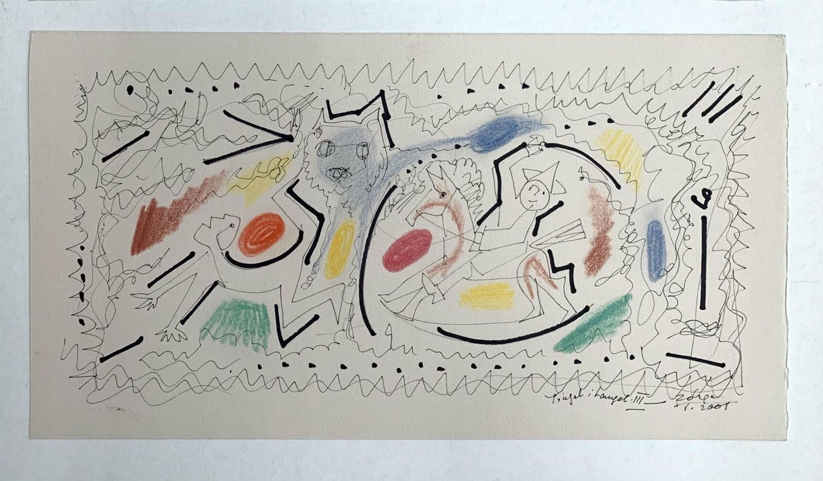 Leszek Rózgatingel Tangel III   Xxi Century, Mixed Media Drawing, Abstraction, Colorful 2001 photo for sale