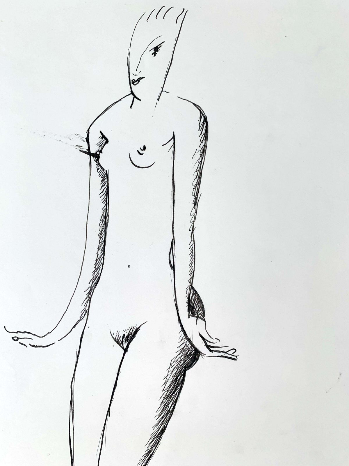 Giuseppe Del Debbionude   Xxi Century, Figurative Ink Drawing, Nude, Black And White, Minimalist2011 photo for sale