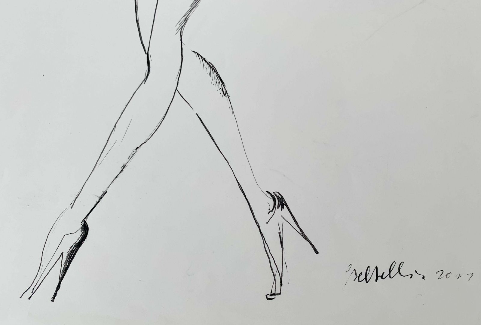 Giuseppe Del Debbionude   Xxi Century, Figurative Ink Drawing, Nude, Black And White, Minimalist2011 photo Art