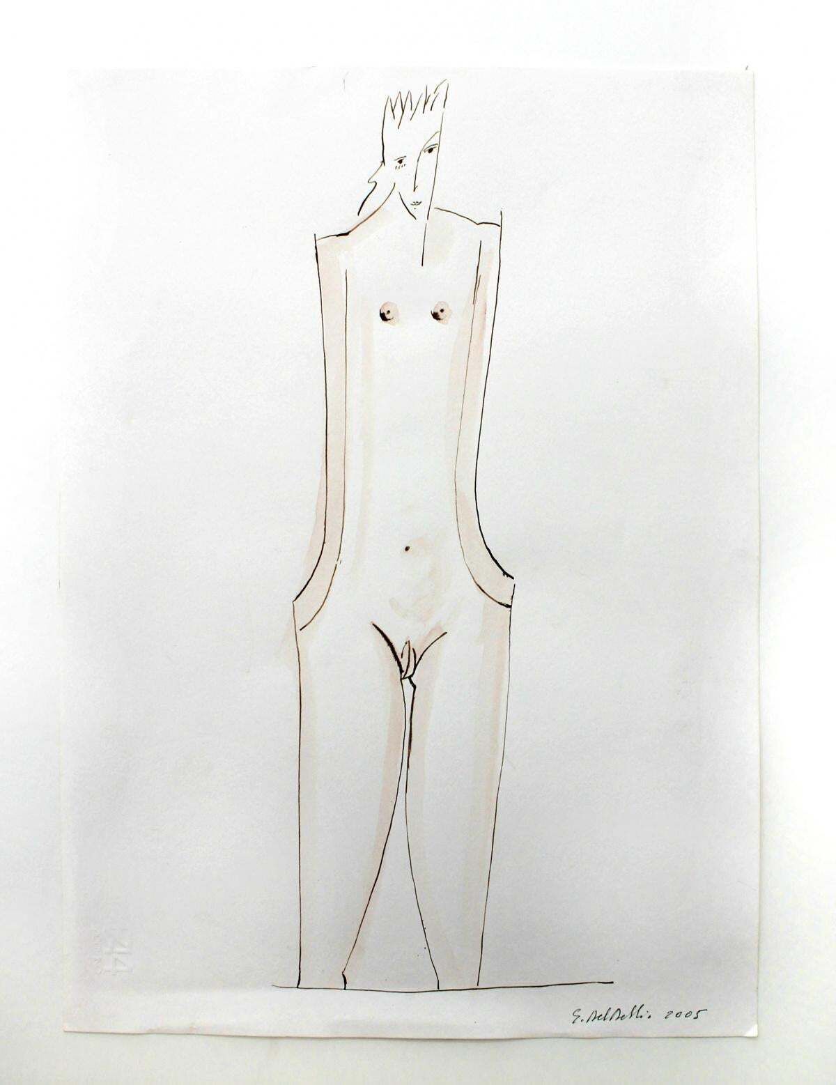 Giuseppe Del Debbionude   Xxi Century, Contemporary Figurative Drawing, Nude, Black And White2005 photo furniture