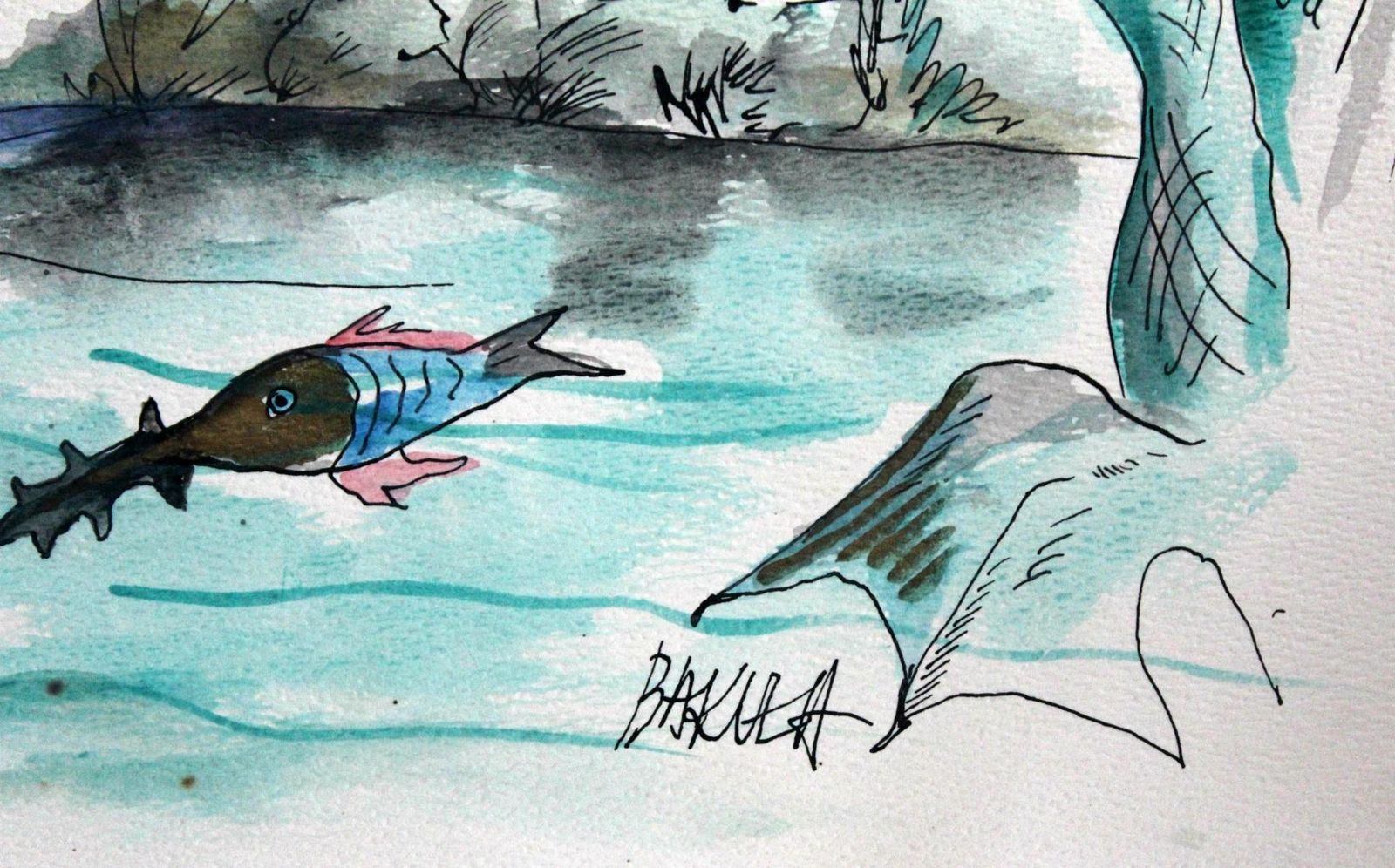 Hanna Bakułafighting The Dragons   Xxi Century, Watercolour Figurative, Colourfulca. 2012 photo for sale