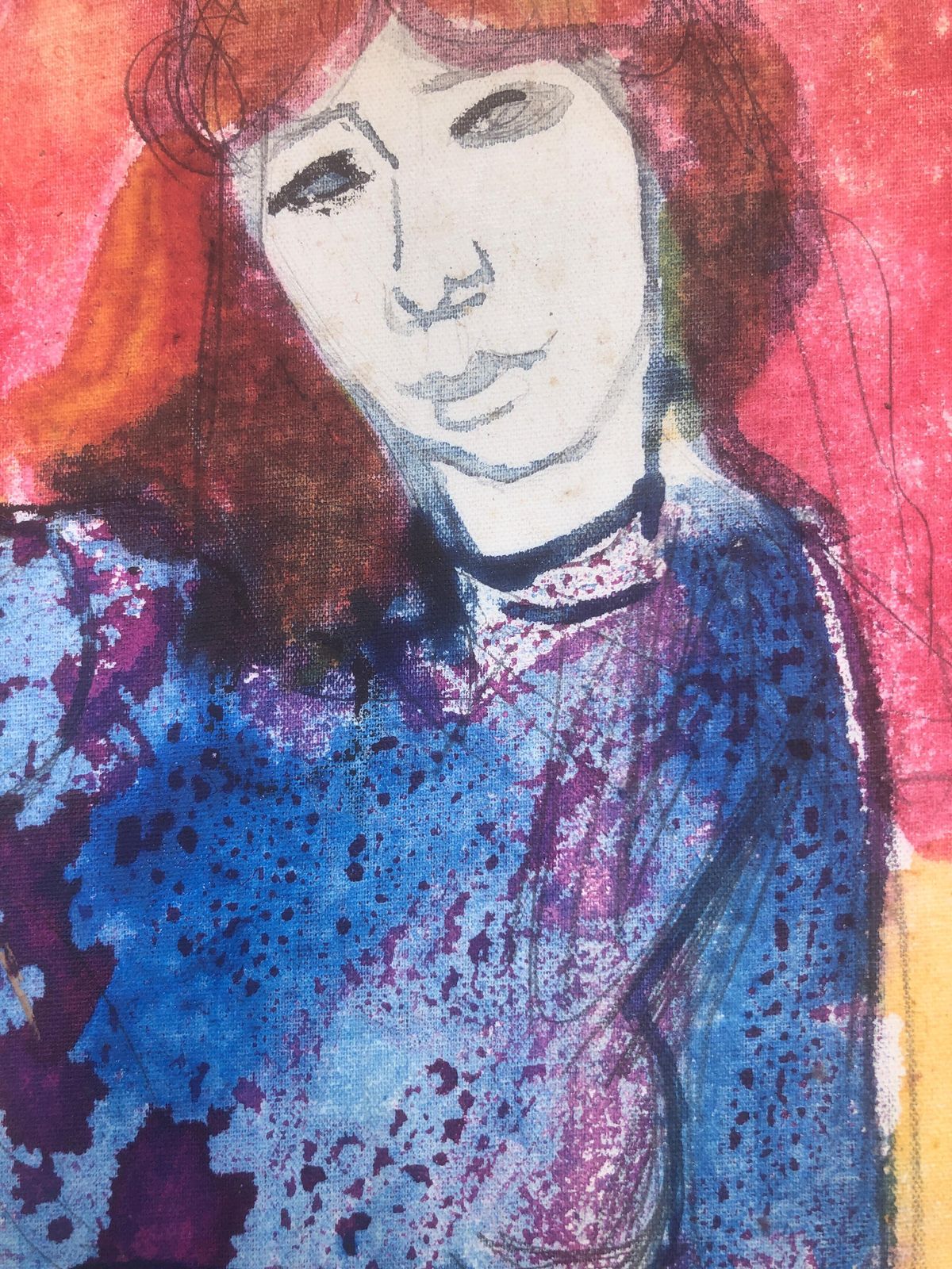Jordi Curos Woman Posing Mixed Media Painting 1979 photo vinterior