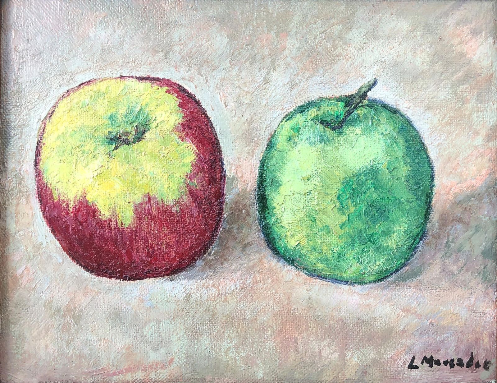 Lluis Mercader Fruit Still Life Original Oil On Canvas Painting C.1955