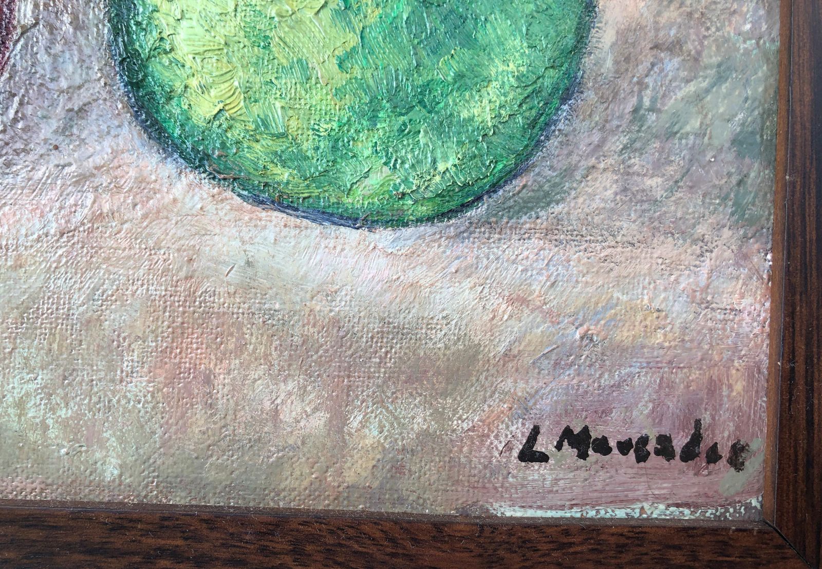 Lluis Mercader Fruit Still Life Original Oil On Canvas Painting C.1955 photo for sale