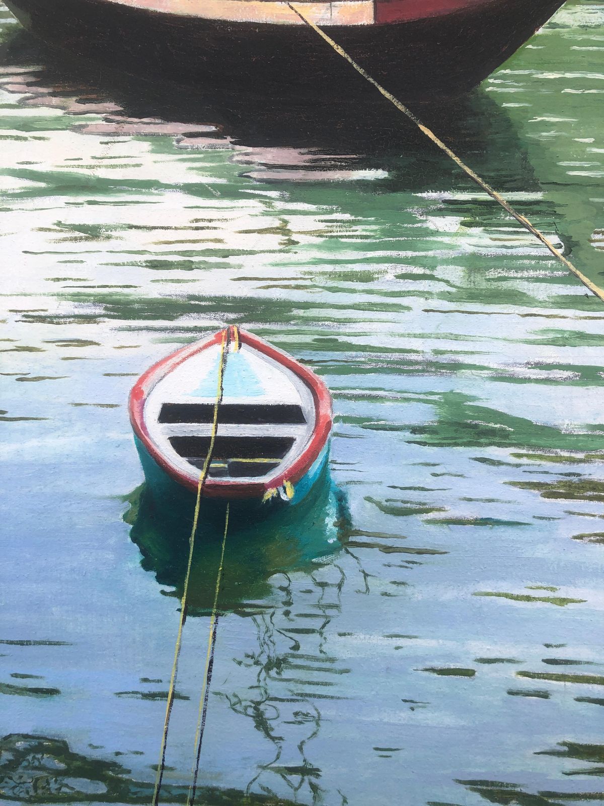 Unknowno Porto Portugal Oil On Canvas Painting Seascape Boats 2009 photo for sale