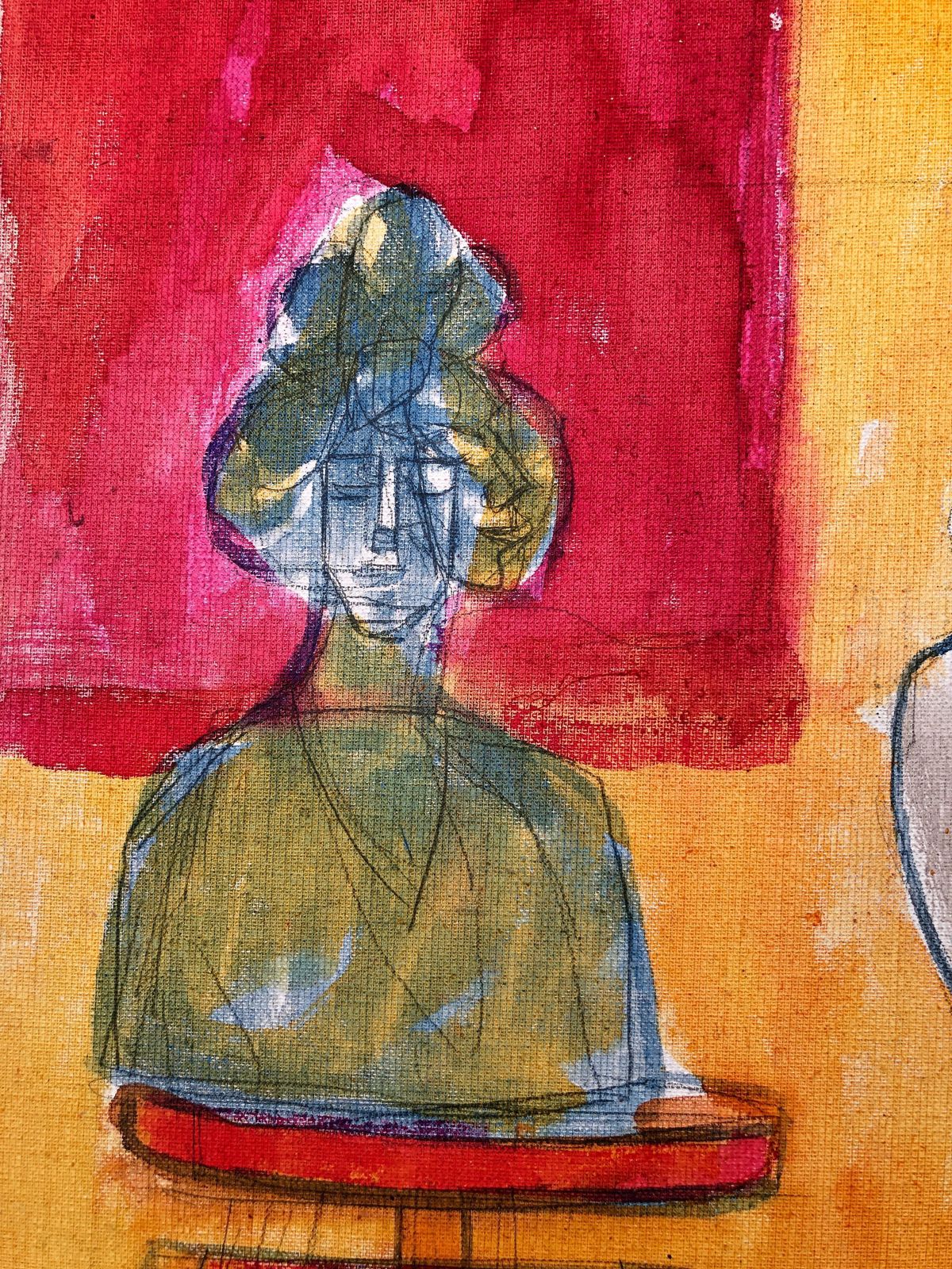 Jordi Curos Woman Posing Acrylic Painting 1979 photo buy