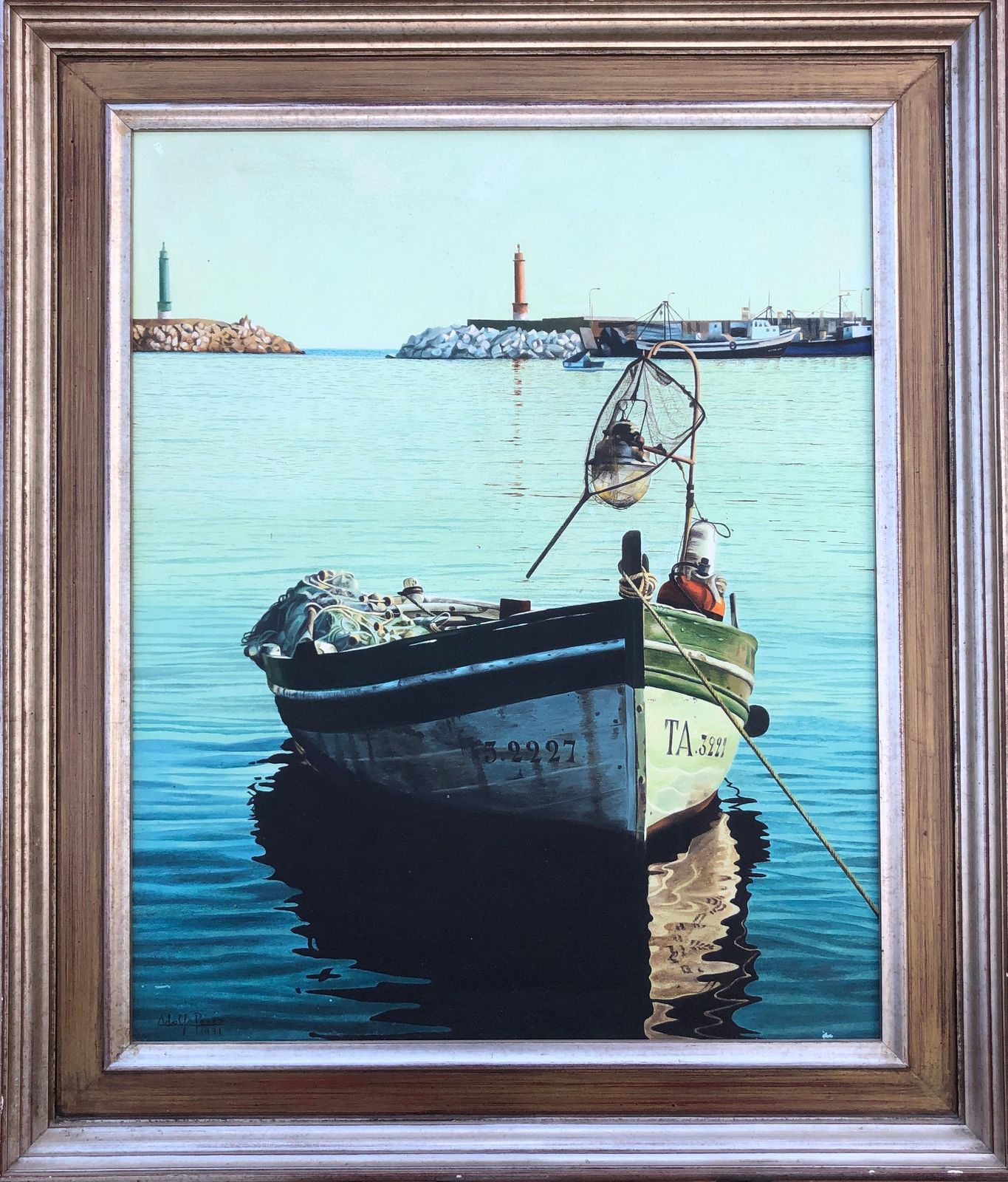 Unknown Boat Spain Oil On Canvas Painting Seascape Beach 1991 photo furniture