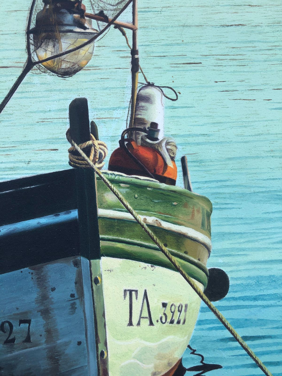 Unknown Boat Spain Oil On Canvas Painting Seascape Beach 1991 photo Art