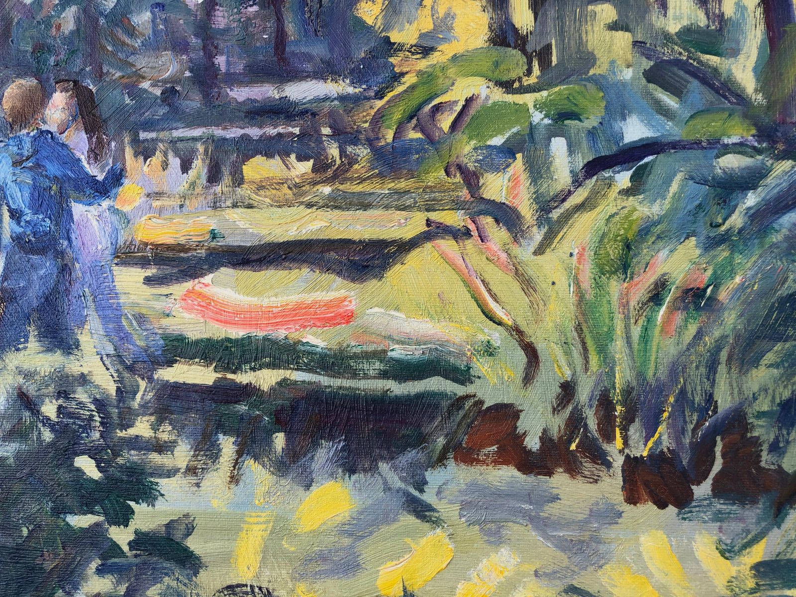 Rafael Duran Benet Lovers In The Forest Oil Painting European Art Landscape C.1990 photo for sale
