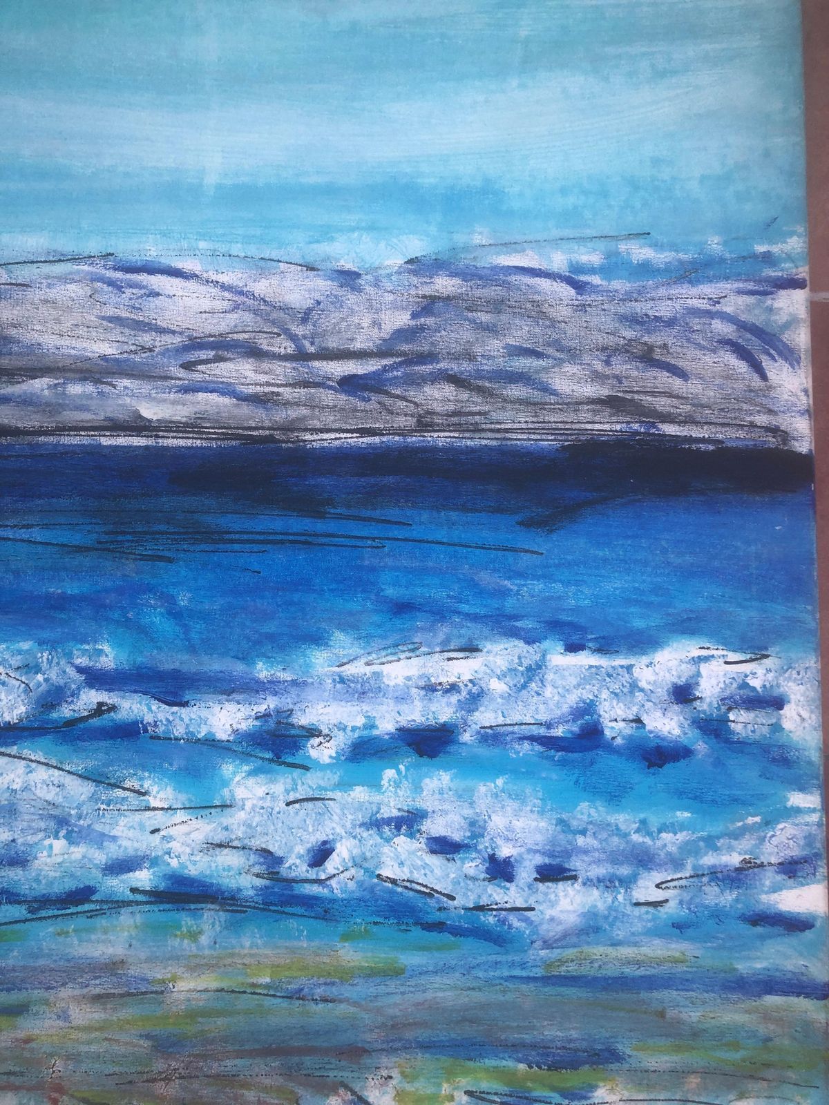 Unknown Beach Mediterranean Seascape Oil On Canvas Painting 2012 photo vinterior
