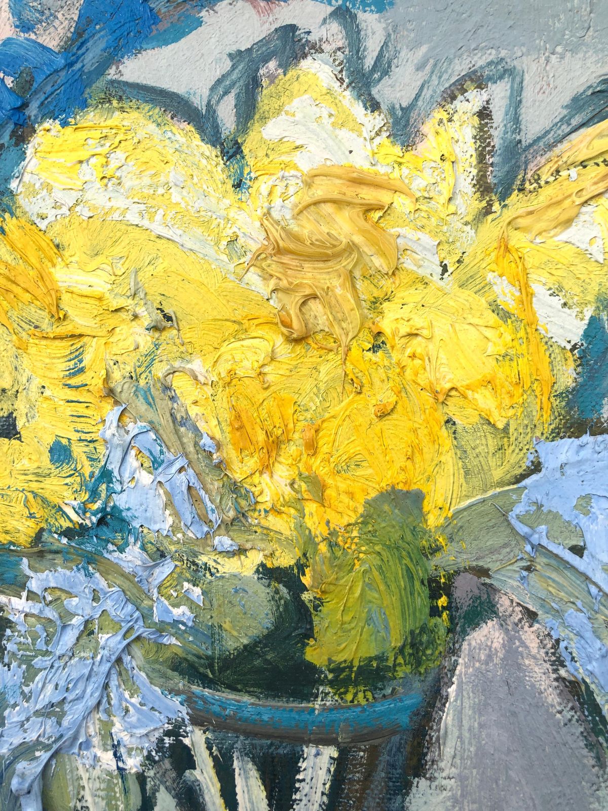 Jordi Curos Expressive Fauvist Floral Still Life, Original Oil Painting European Art C.1980 photo Art