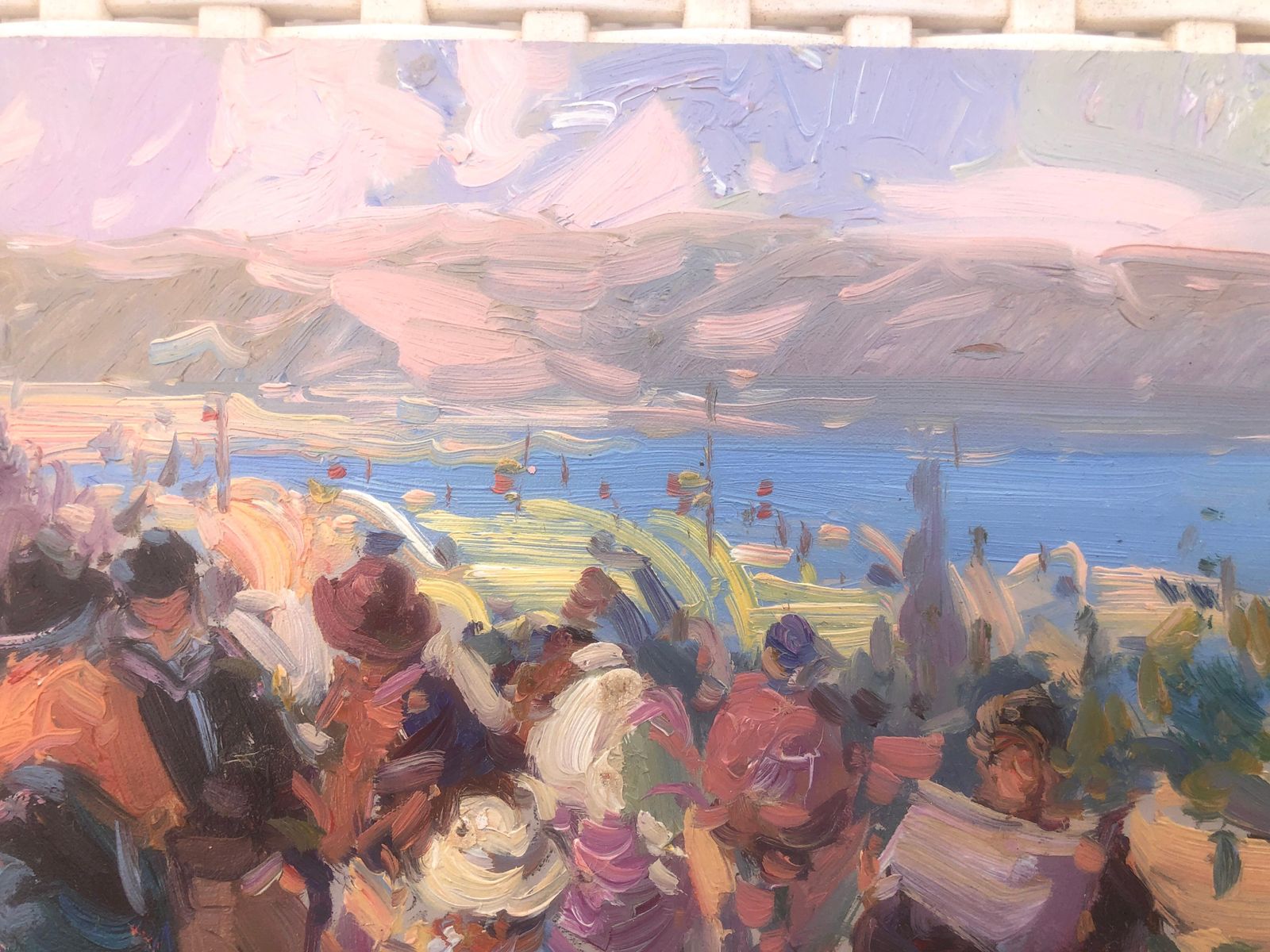 Gabriel Casarrubios Spanish Mediterranean Picnic Scene By The Sea Post Impressionist Oil Painting C.2000 photo buy