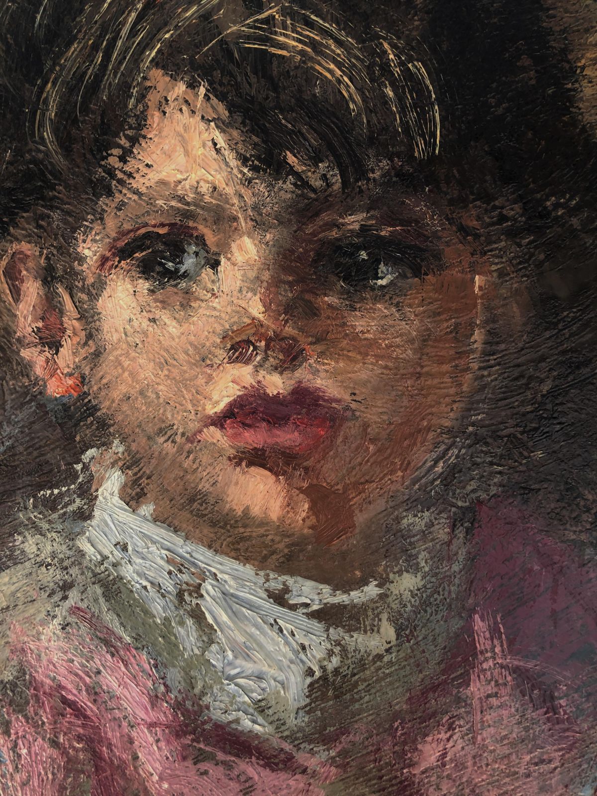 Amadeo Freixas Vivo Young Girl With Baby Oil Painting 1970s Spanish Impressionist Portrait Emotional photo for sale