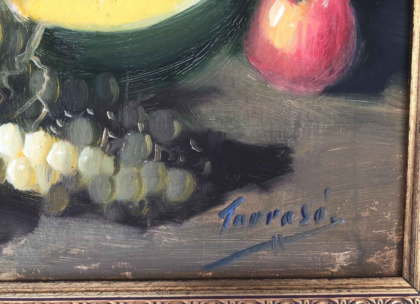 Vintage Spanish Fruit Still Life Oil Painting  1990 photo for sale
