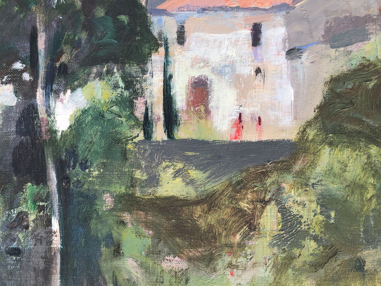Rafael Griera Calderón Post Impressionist Mediterranean Village With Church, Spanish Landscape Oil On Canvas, Framed, C.1995 photo Art