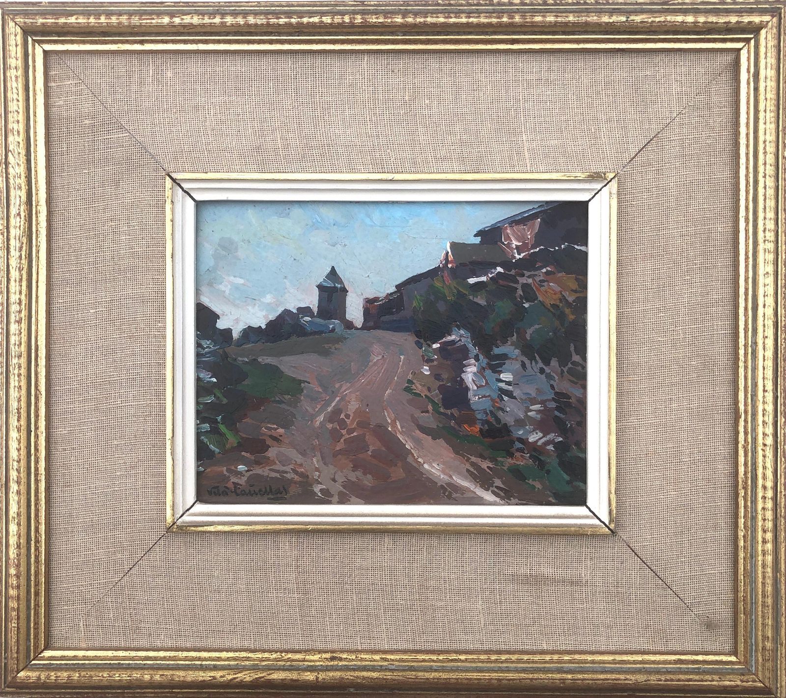 José María Vila Cañellas Canyelles Sitges Spain Landscape Original Oil On Board Painting 1973 photo furniture