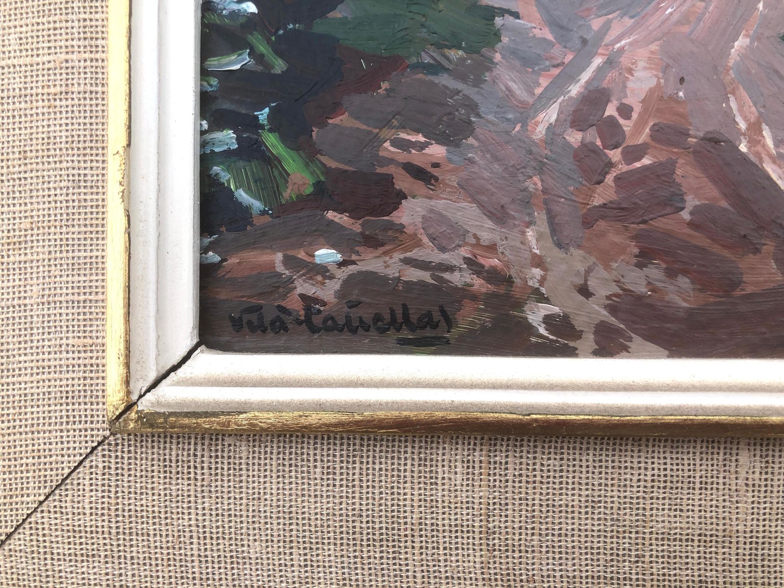 José María Vila Cañellas Canyelles Sitges Spain Landscape Original Oil On Board Painting 1973 photo for sale