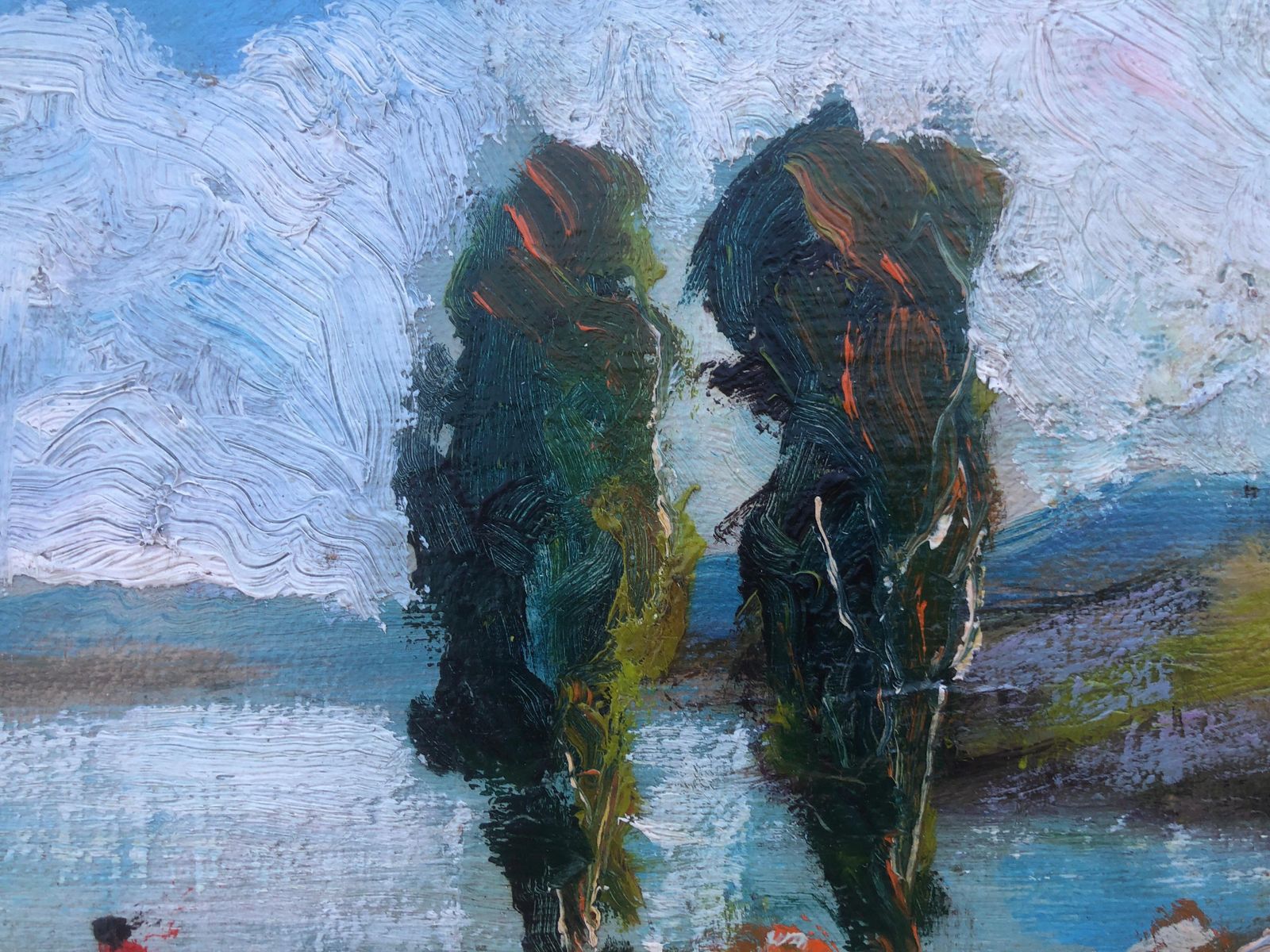 Unknown Spanish Impressionist River Landscape With Bridge And Figure Oil Barbizon Style C.1925 photo Art