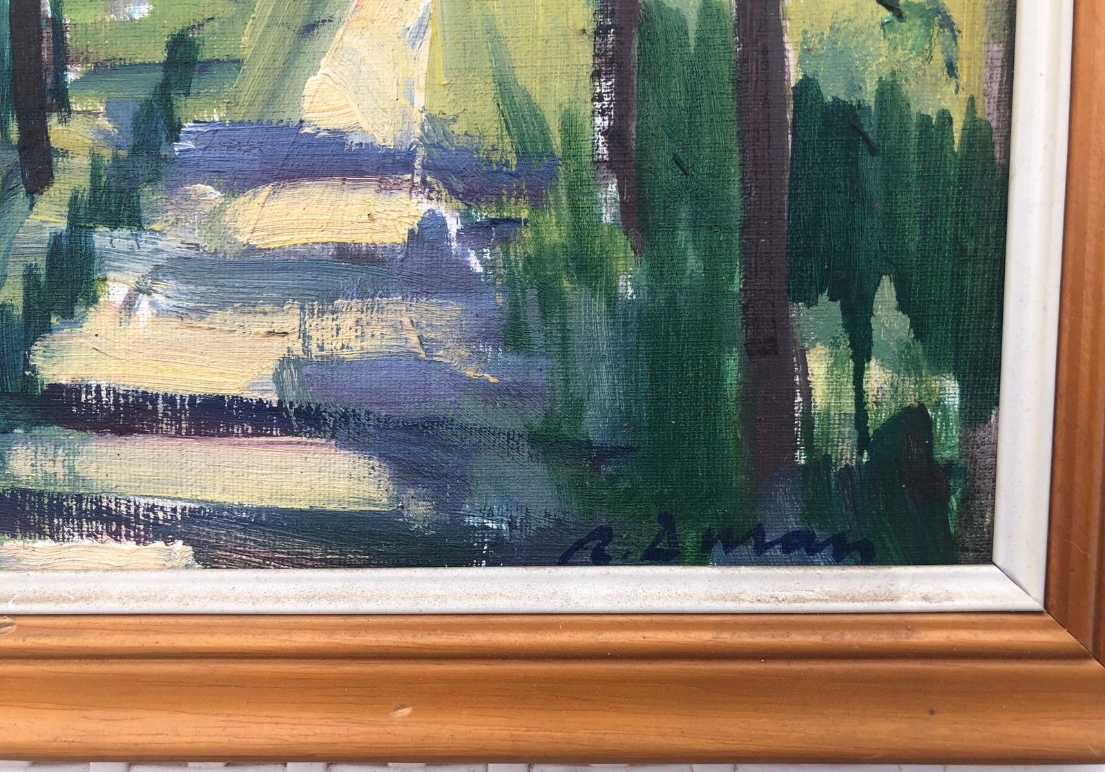 Rafael Duran Benet Light Through Pergolas Mediterranean Landscape Oil Painting C.1980 photo for sale