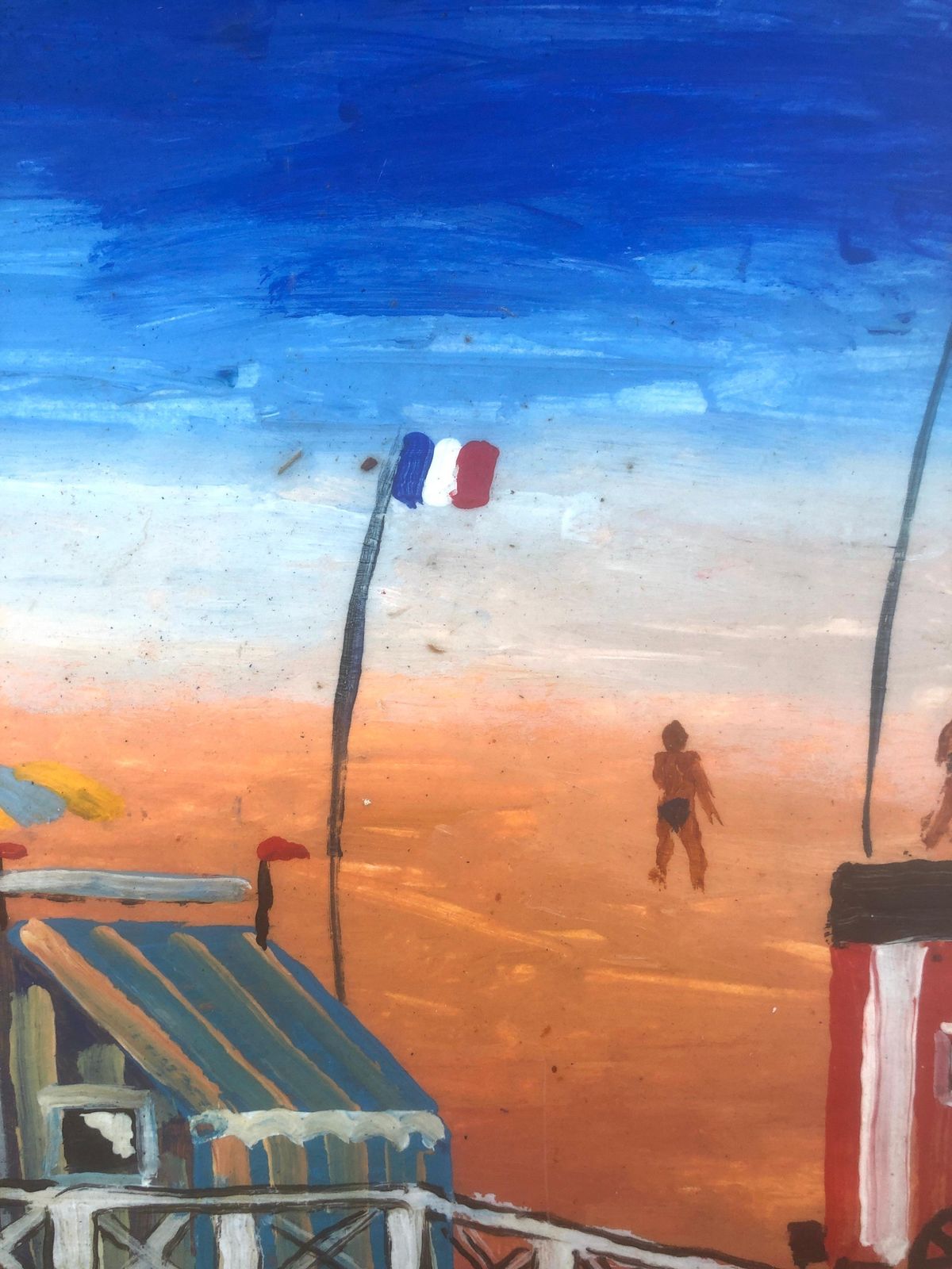 Unknown France Beach Acrylic Painting Seascape C.2000 photo for sale