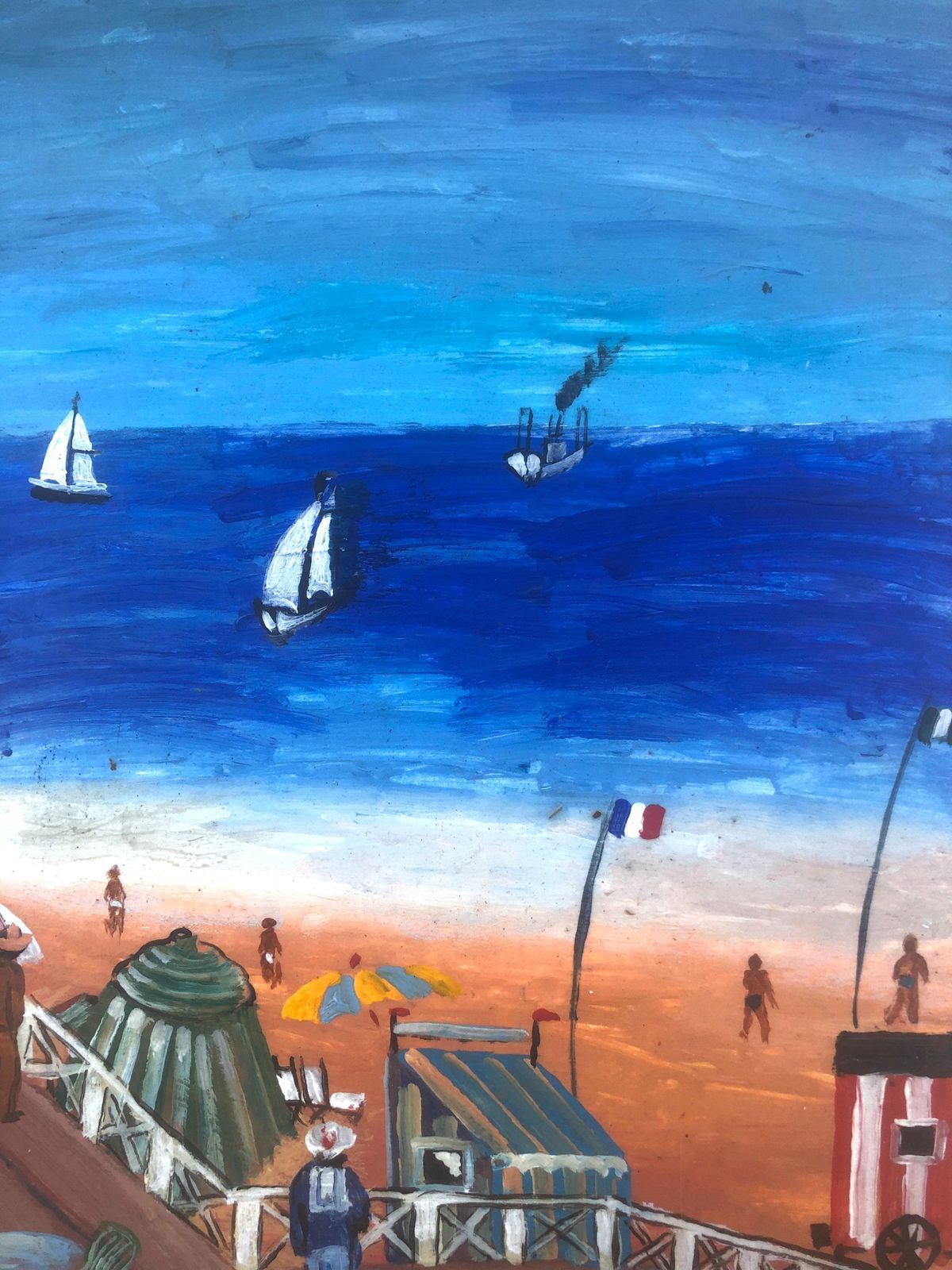 Unknown France Beach Acrylic Painting Seascape C.2000 photo buy