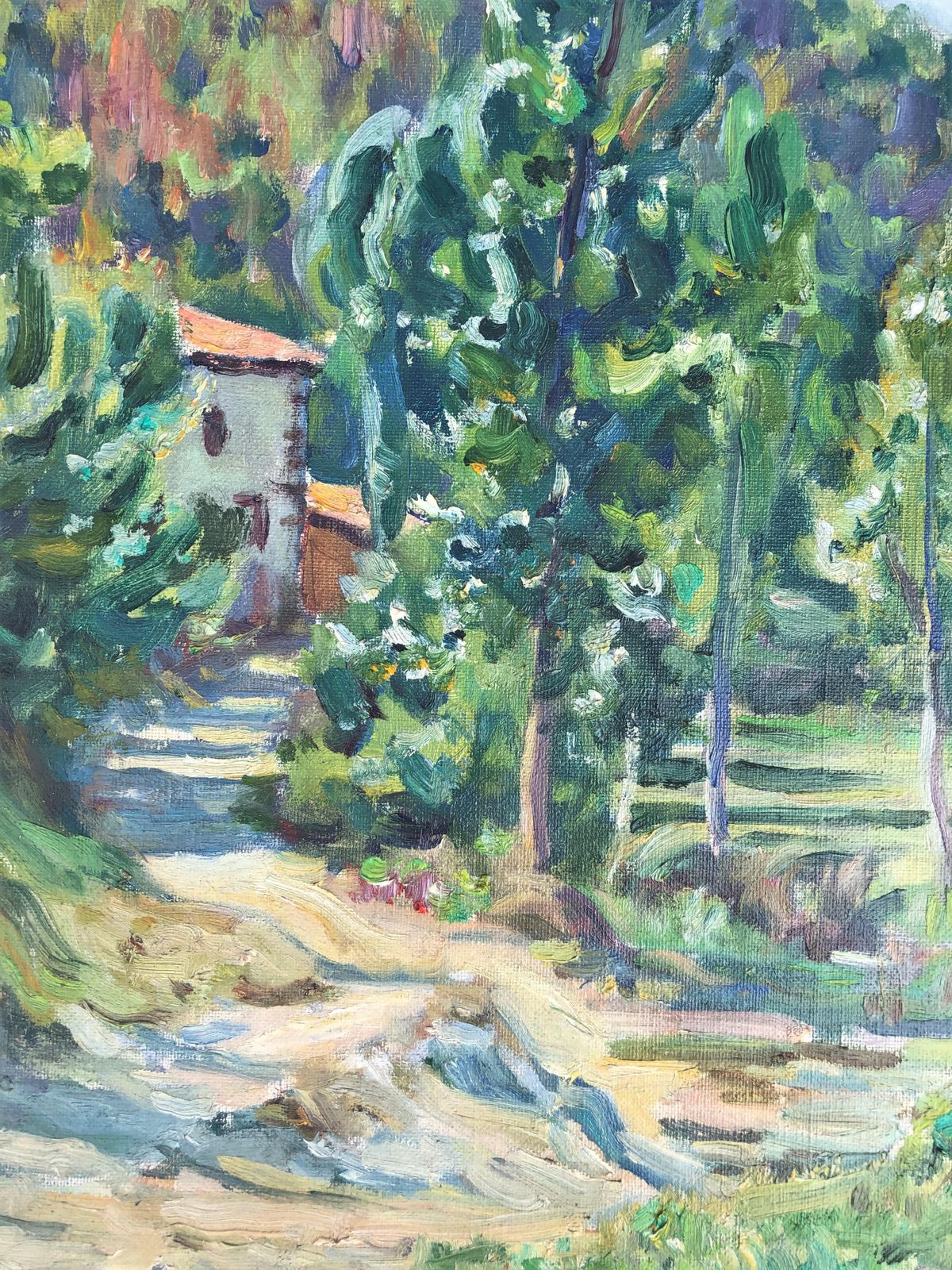 Gabriel Amat Pages Mid Century Mediterranean Landscape With Stream And Farmhouse, Spanish Impressionist Oil On Canvas 1950s photo Art
