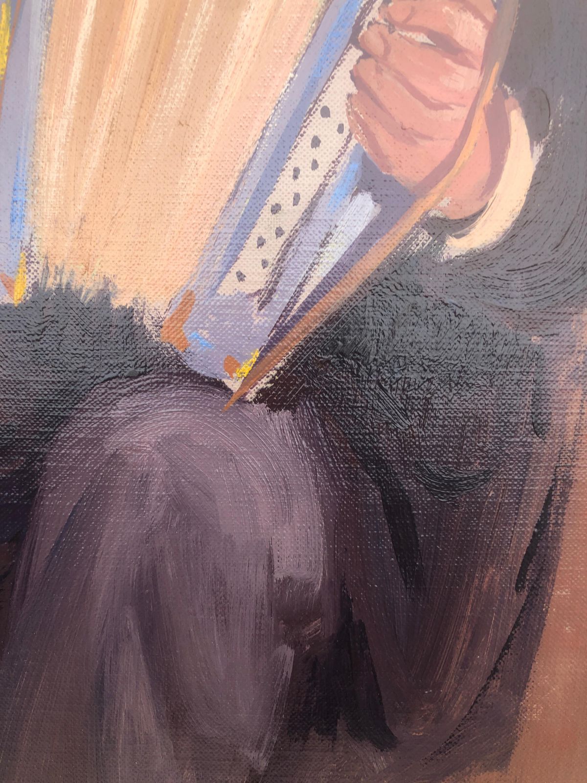 Albert Roca French Accordion Player Portrait Oil Painting Figurative European Interior Scene 1990s photo Art