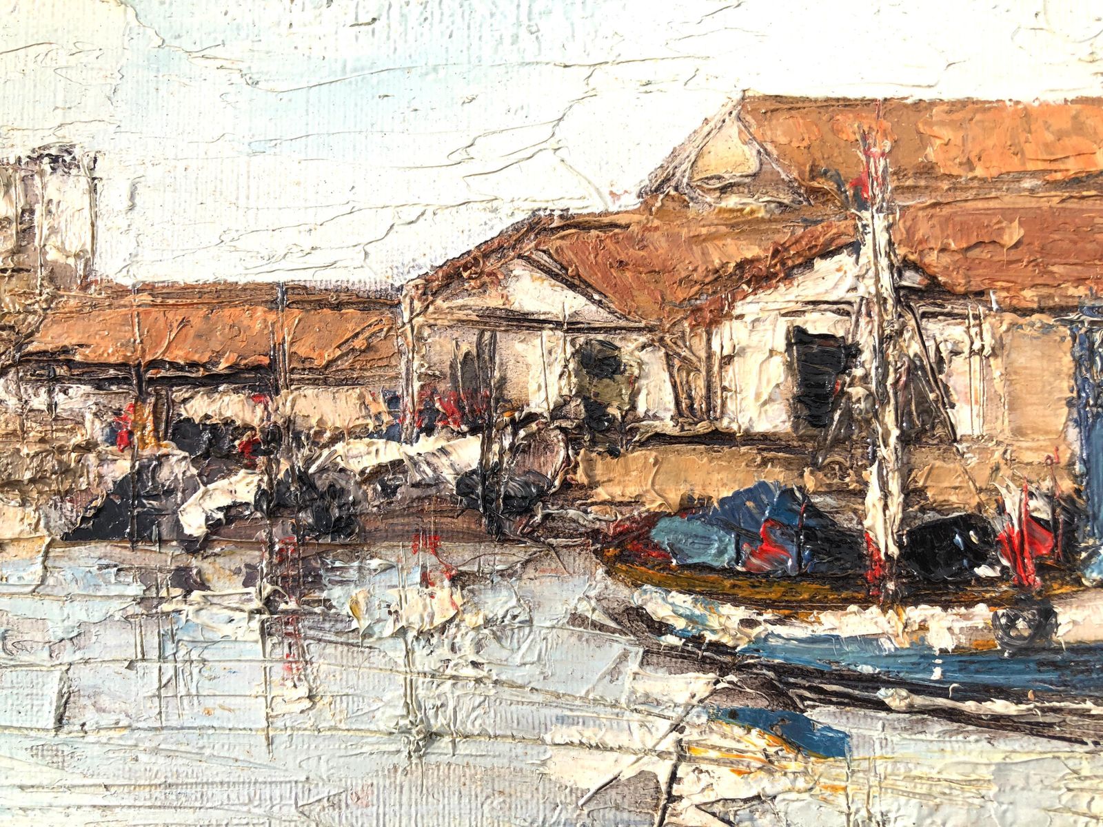 Michel De Alvis Isla Cristina Spain Oil On Canvas Painting Spanish Seascape C.1960 photo 700.0