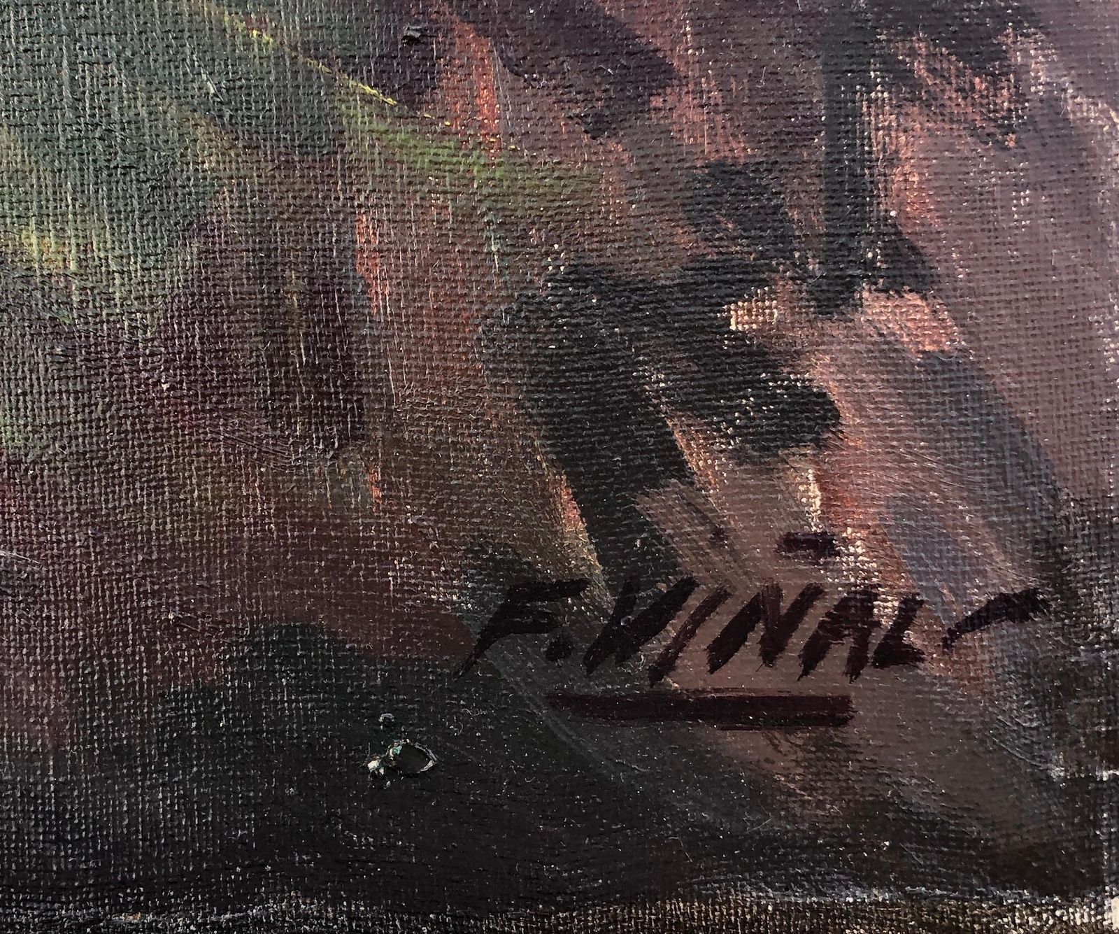 Frederic VIñals Teia Spain Oil On Canvas Painting Barcelona Spanish Landscape C.1980 photo furniture
