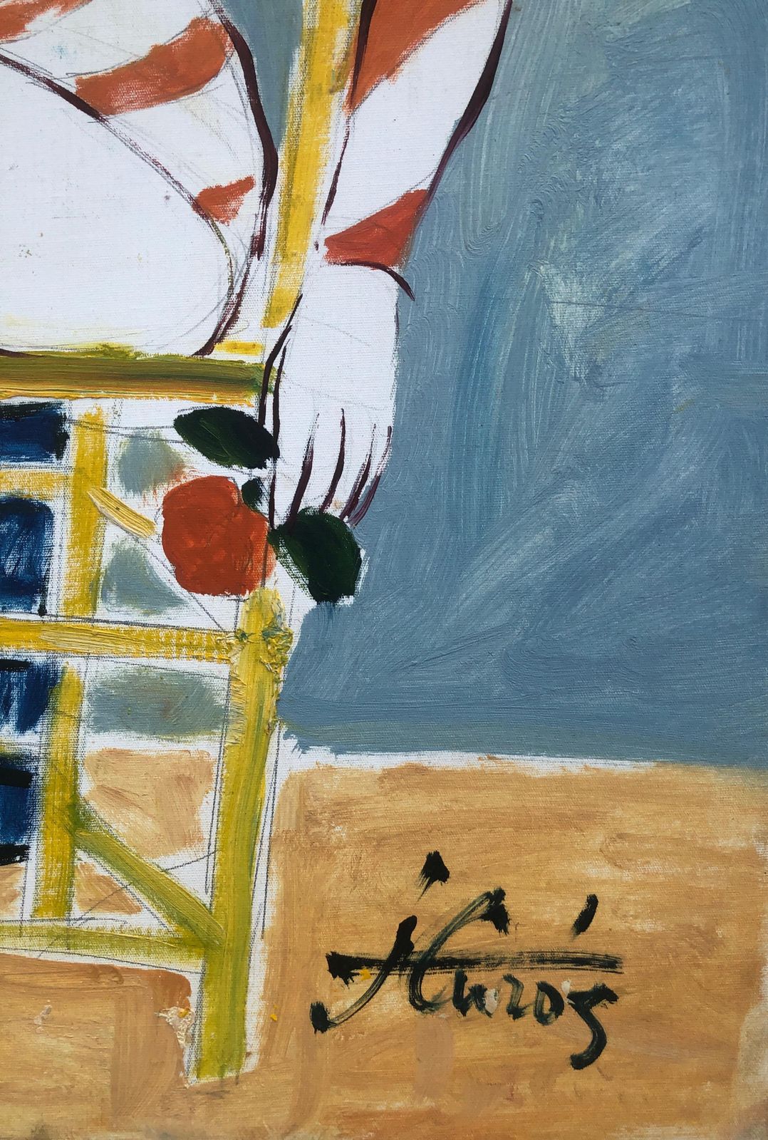 Jordi Curos Woman Posing Acrylic Painting C.1980 photo furniture
