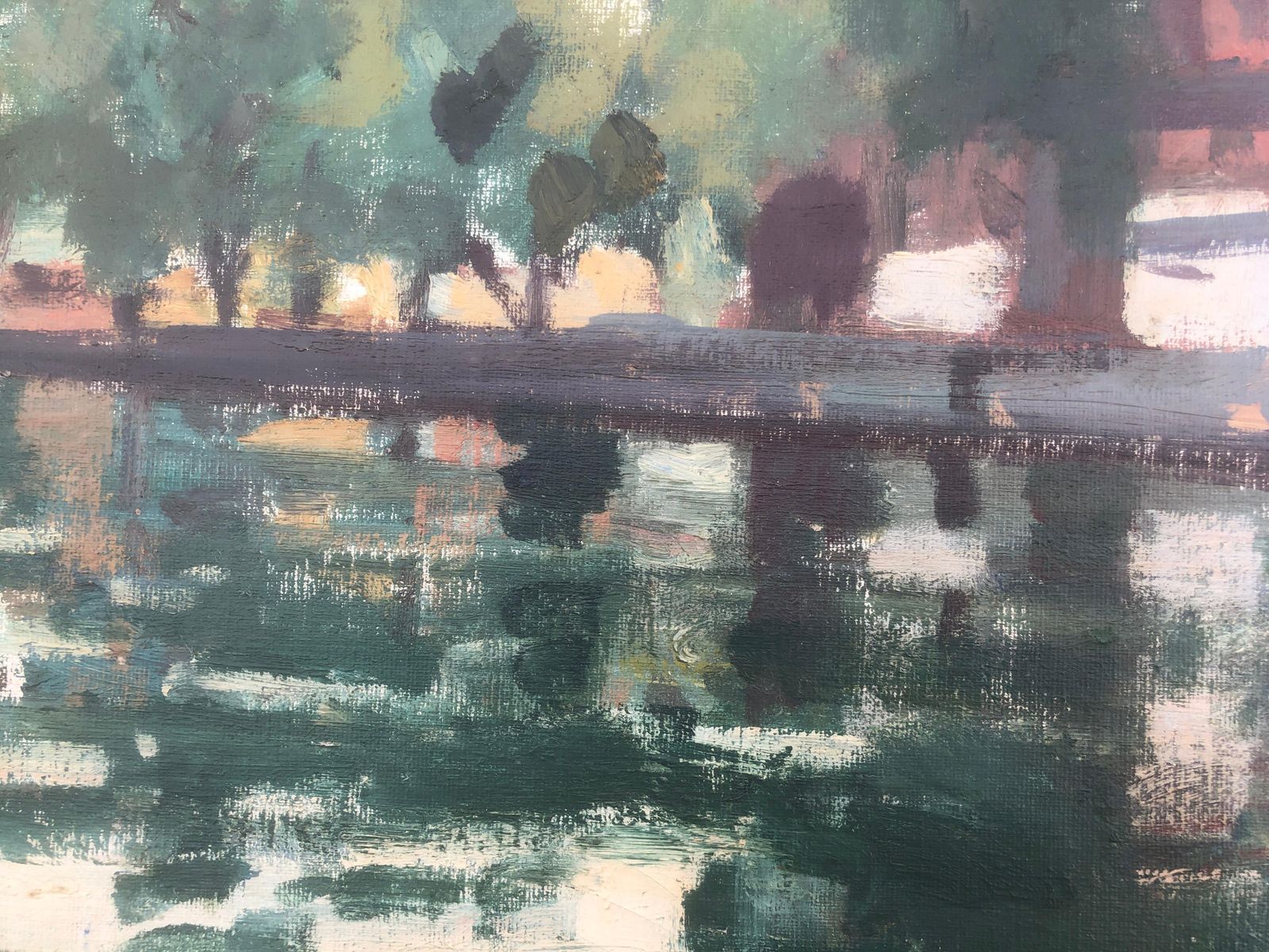 Rafael Duran Benet Amsterdam Netherlands Oil Painting Dutch Urbanscape C.1990 photo for sale