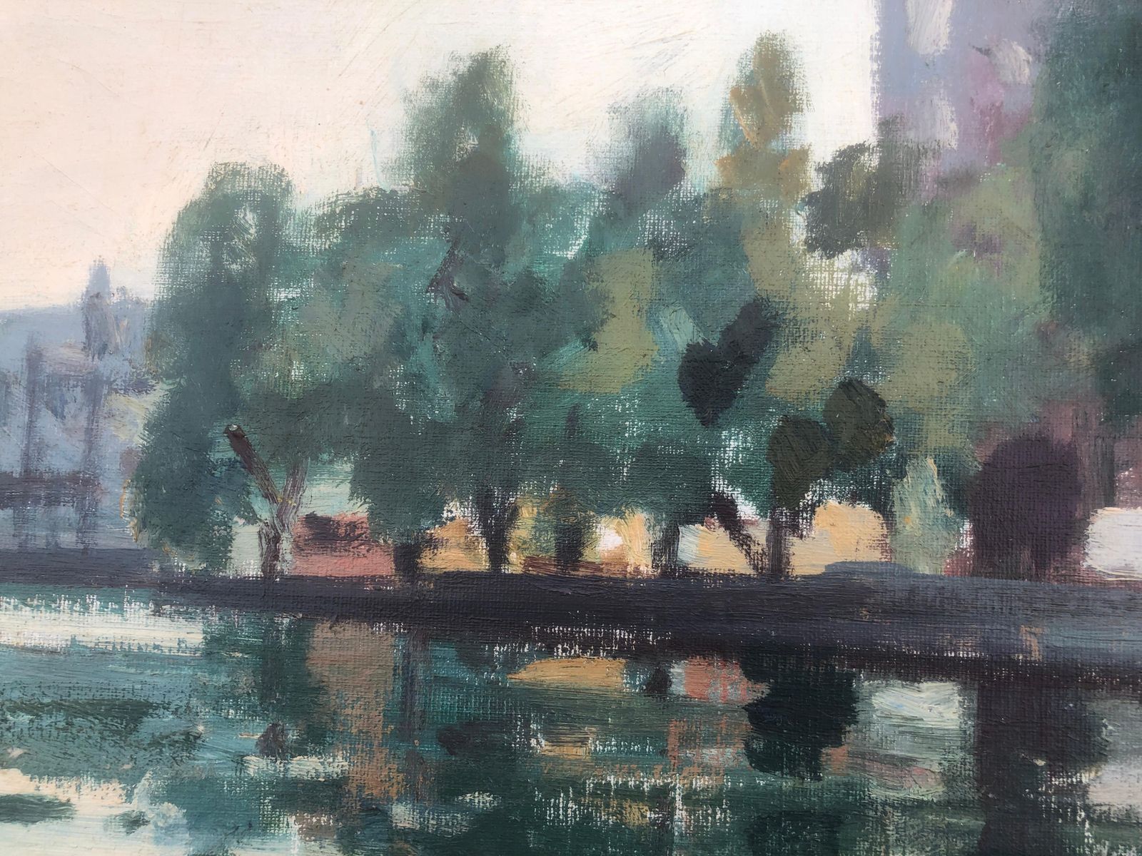 Rafael Duran Benet Amsterdam Netherlands Oil Painting Dutch Urbanscape C.1990 photo Art