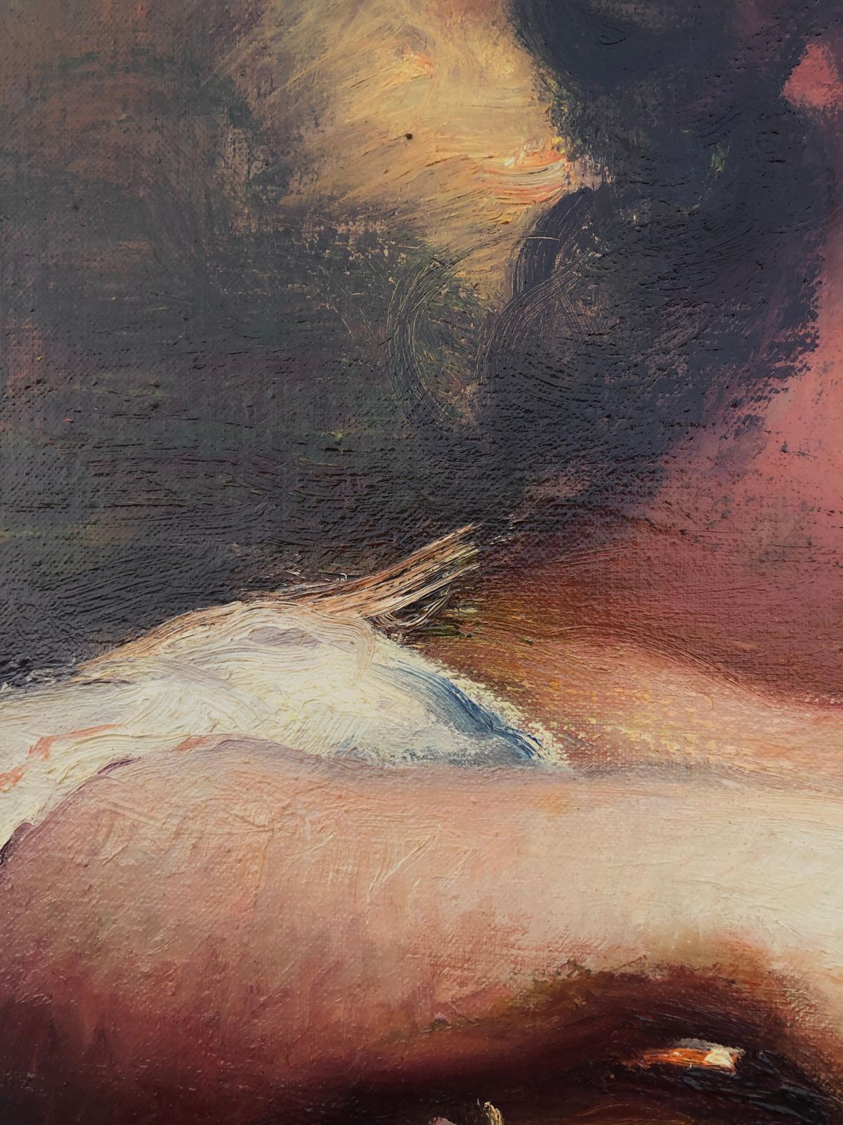 Rosendo Gonzalez Carbonell Woman Posing Oil On Canvas Painting C.1980 photo vinterior