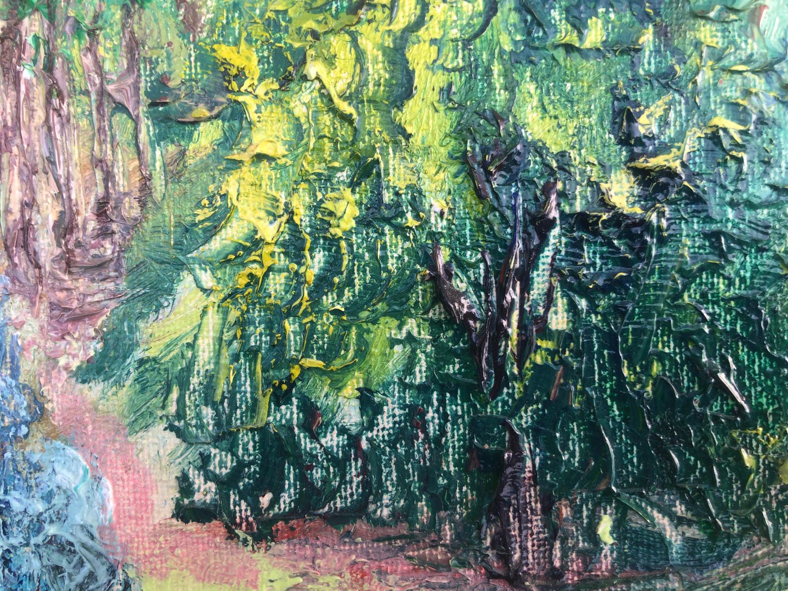 Angel Bertran Montserrat Mediterranean Garden Landscape With Cypress Trees Spanish Post Impressionist Oil Painting 1990s photo for sale
