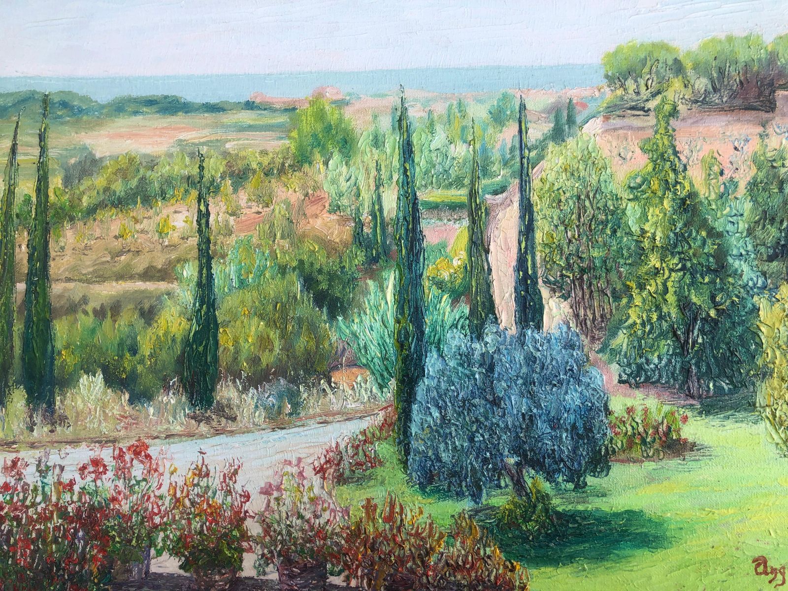 Angel Bertran Montserrat Mediterraan Tuinlandschap Met Cipressen Spaans Post Impressionistisch Olieschilderij Jaren 1990 photo buy