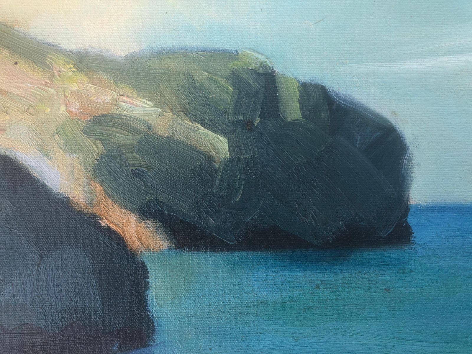 Josep Sole Pujol Mediterranean Coastal Landscape Mallorca Seascape Impressionist Oil Painting Art C.1965 photo Art