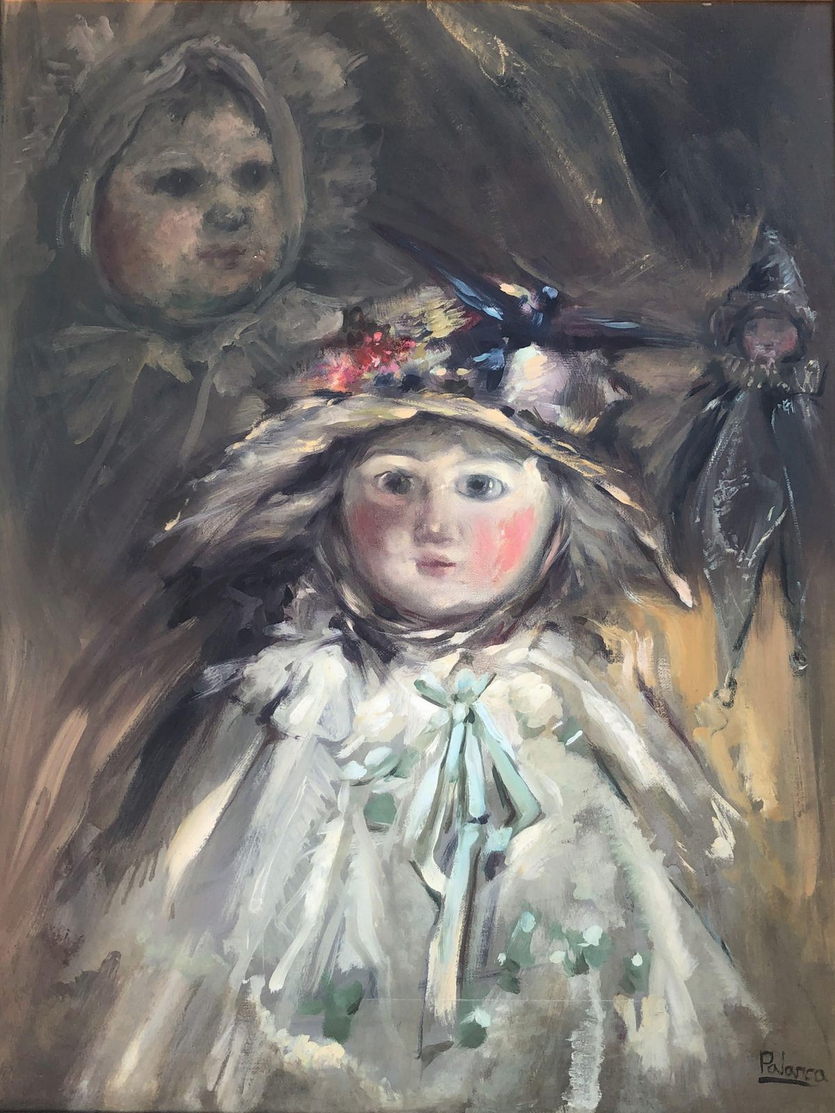 José Antonio Palanca Ruiz Still Life Of Old Dolls Oil On Canvas Painting C.1980