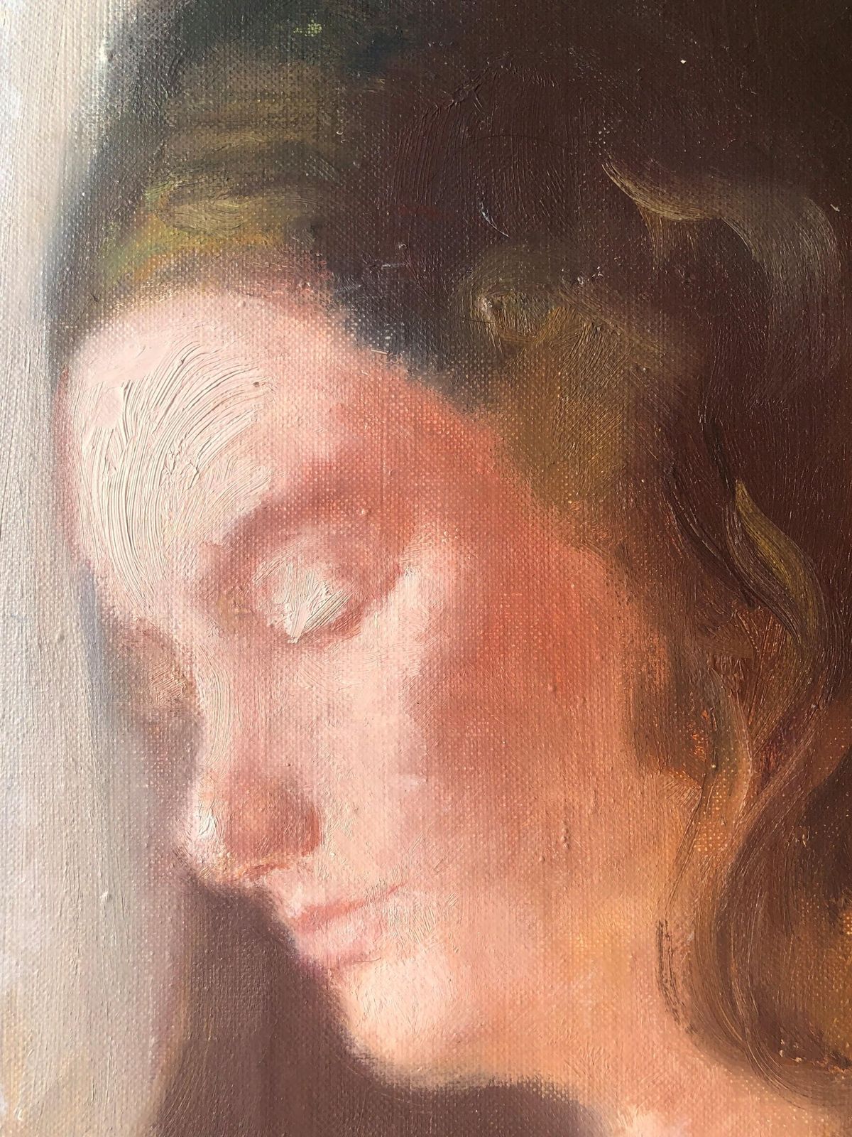 Pascual Bueno Ferrer Large Mid Century Spanish Female Portrait Oil Painting, Romantic Figurative Art photo buy