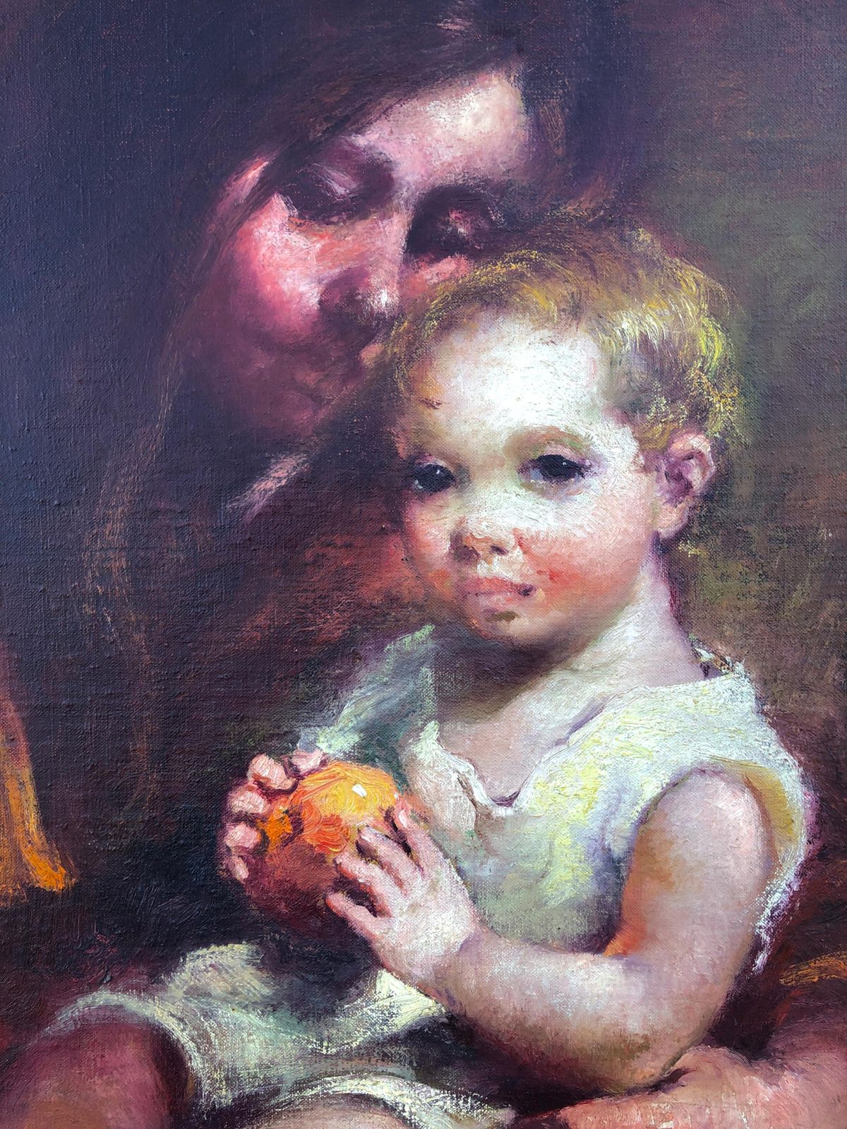 Rosendo Gonzalez Carbonell Mother And Child Oil On Canvas Painting C.1960 photo buy