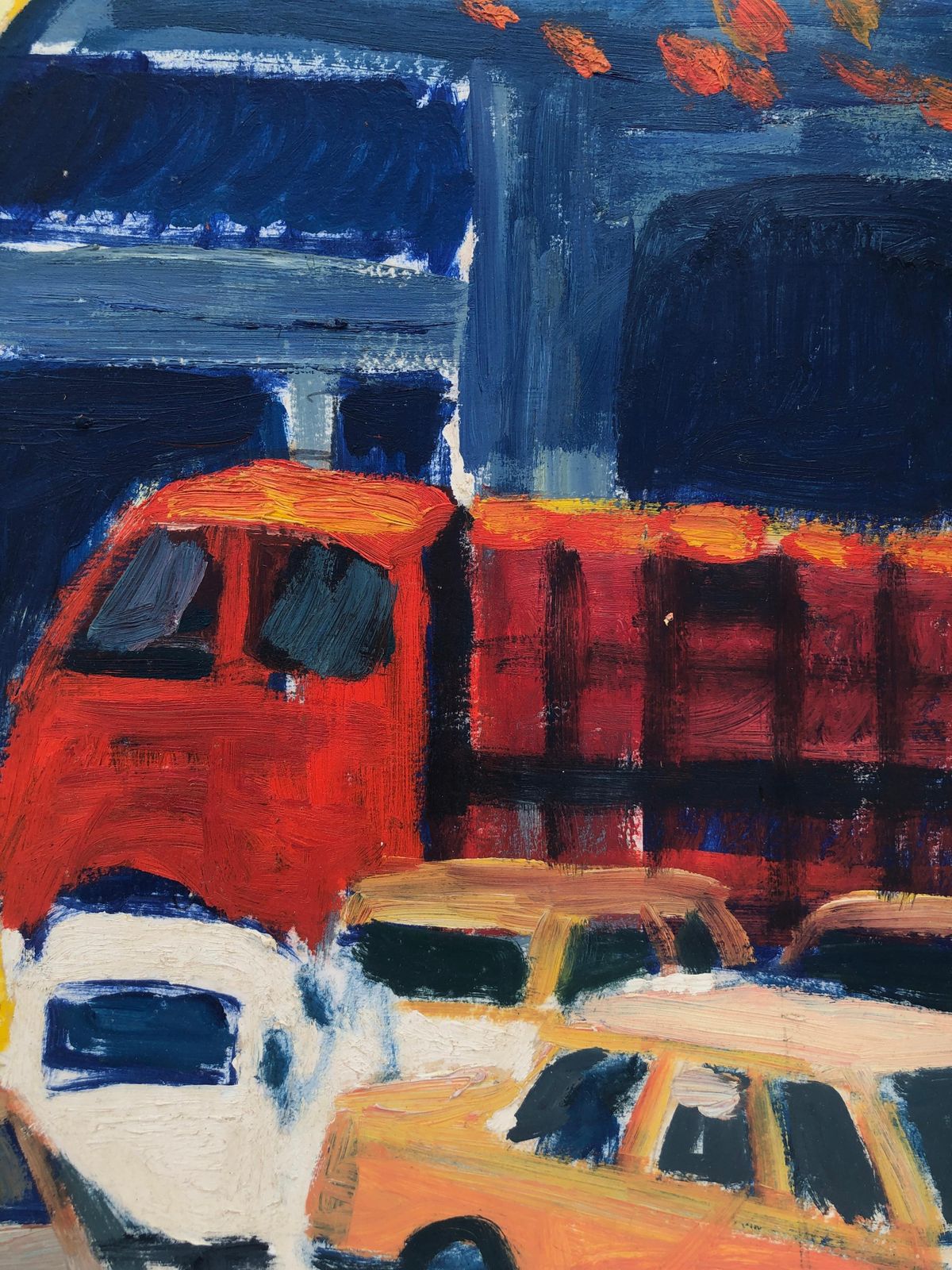 Jordi Curos Barcelona Spain Oil On Cardboard Painting European Urbanscape 1979 photo Art