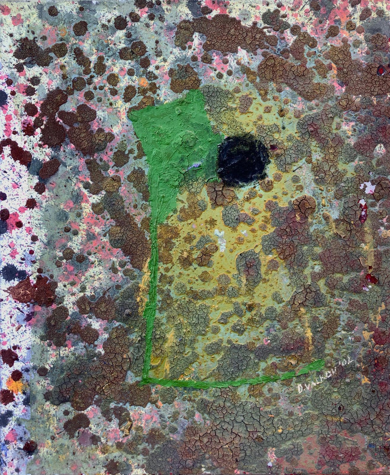 Deyan Valkov Untitled Abstract Painting Mixed Media On Canvas 2002