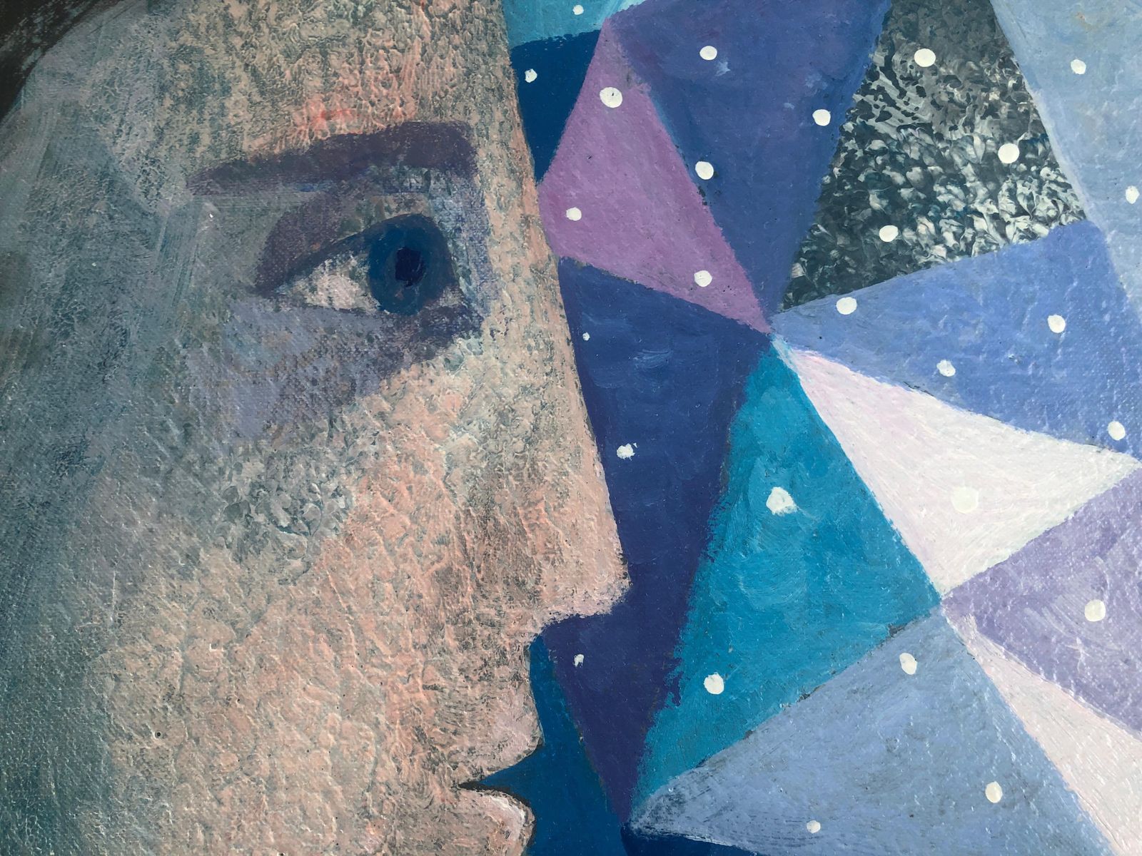 Ramon Llovet Miserol – Symbolistisch Dubbelportret Van Man En Vrouw, Modern Spaans Figuratief Olieschilderij Met Surrealistische Compositie, 1977 photo Kunst